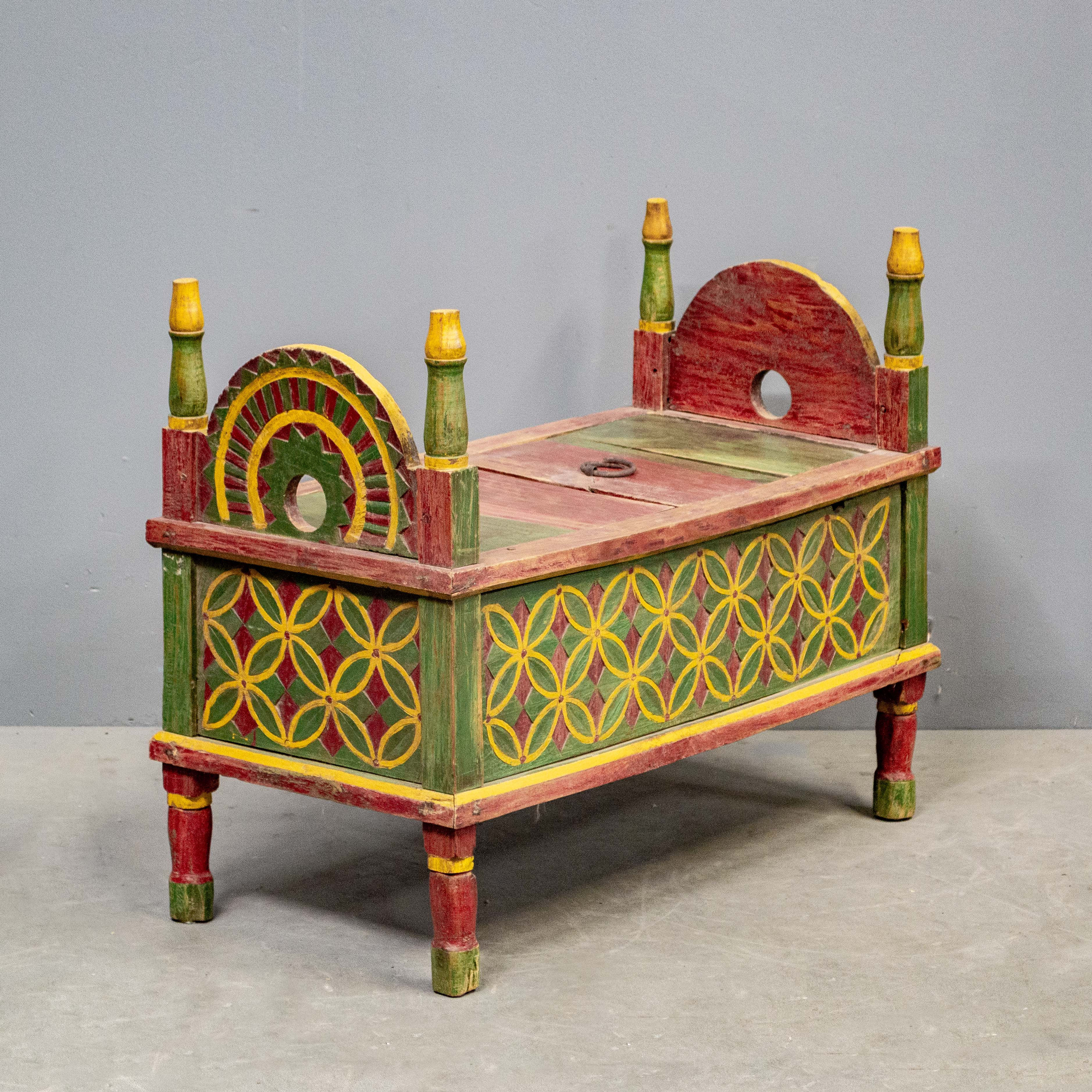 Small Carved & Painted Indonesian Wedding Chest