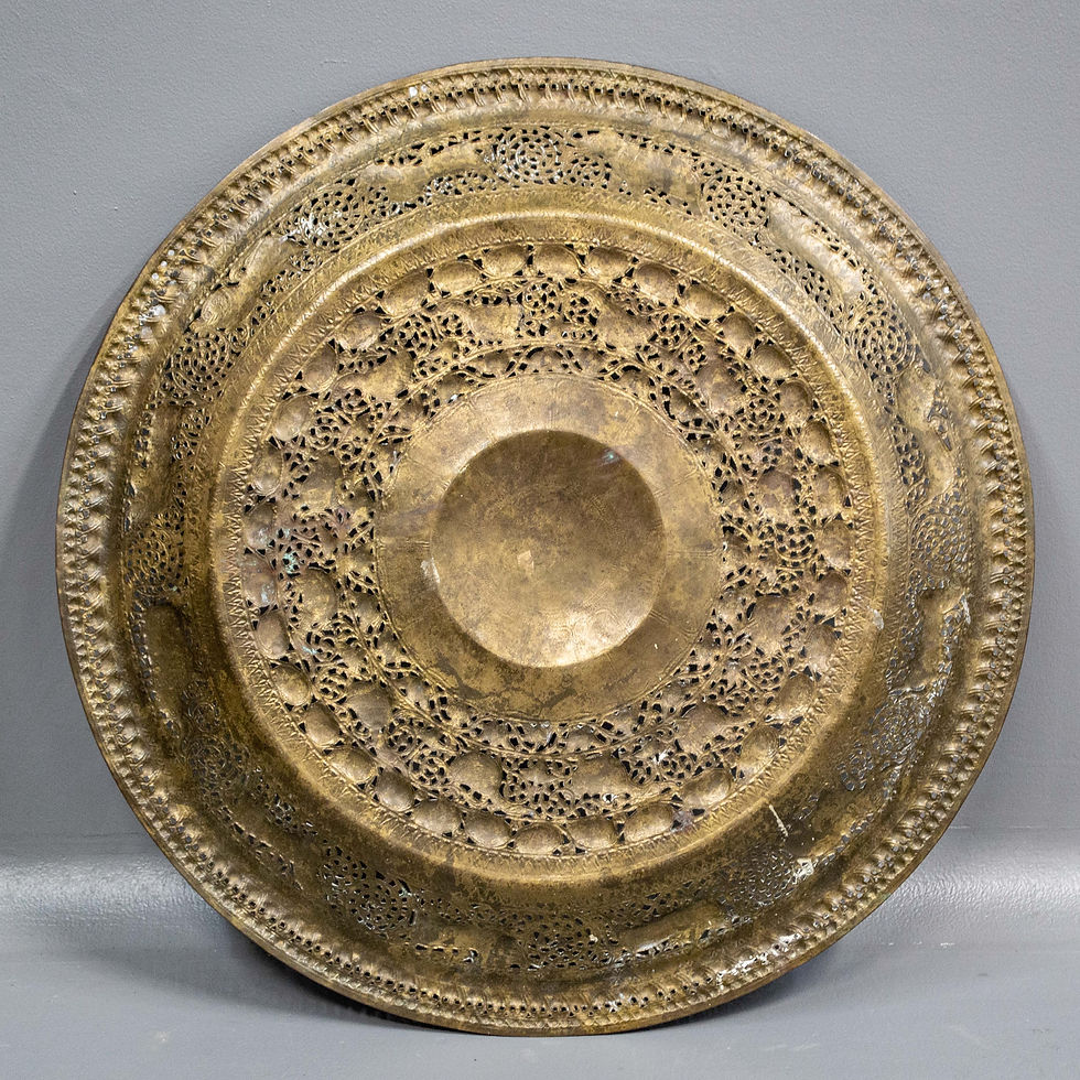 Thumbnail: Vintage Pierced Brass Tray from Morocco