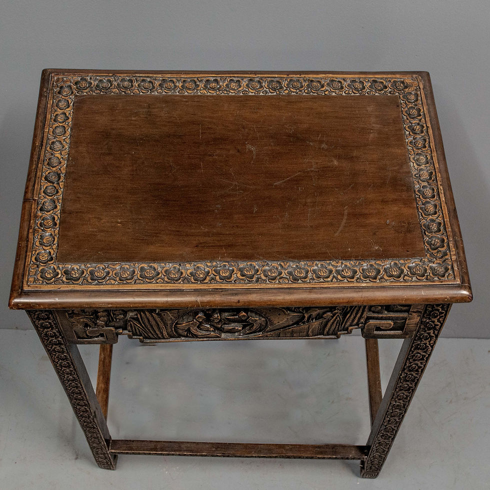 Thumbnail: Small Vintage Carved Chinese Side Table