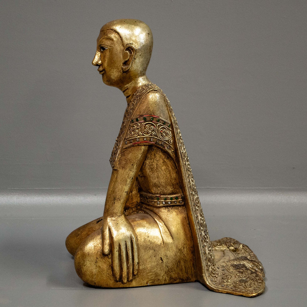 Thumbnail: Vintage Carved & Gilded Burmese Sitting Monk Sculpture