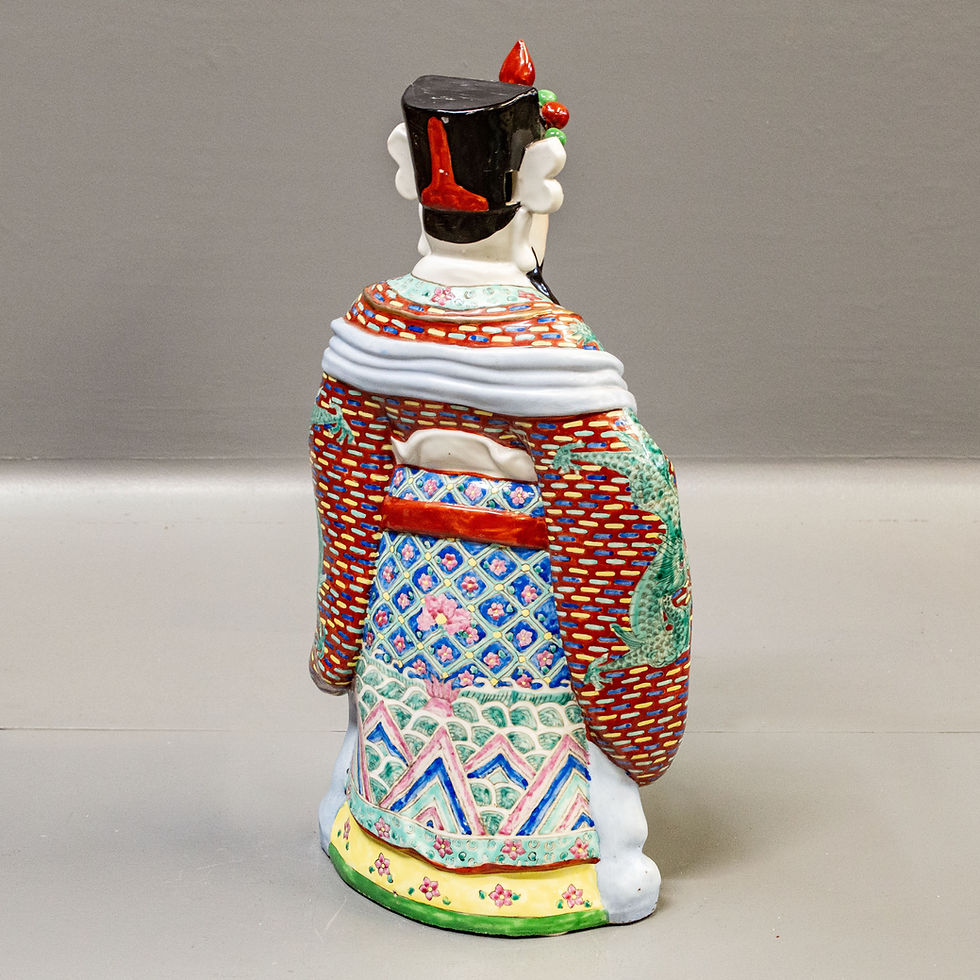 Thumbnail: Vintage Hand Painted Porcelain Fu Lu Shou Figurine