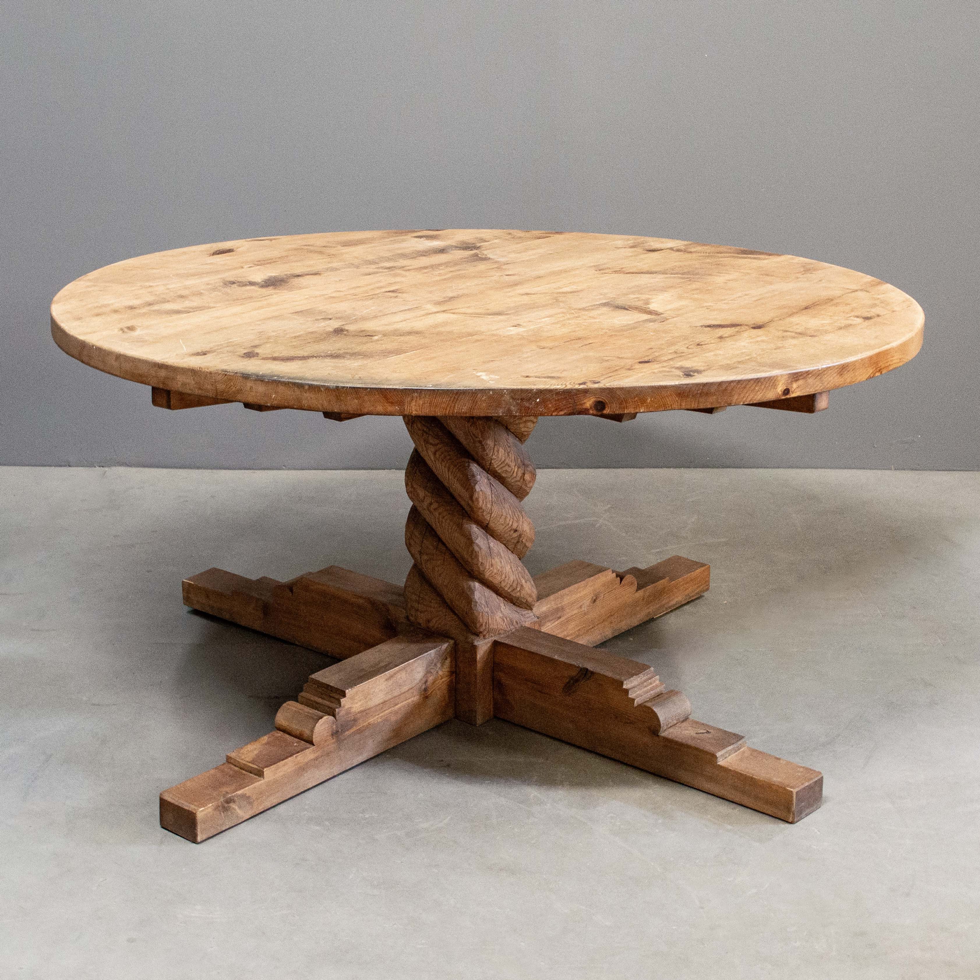 Large Round Rustic Pine Table
