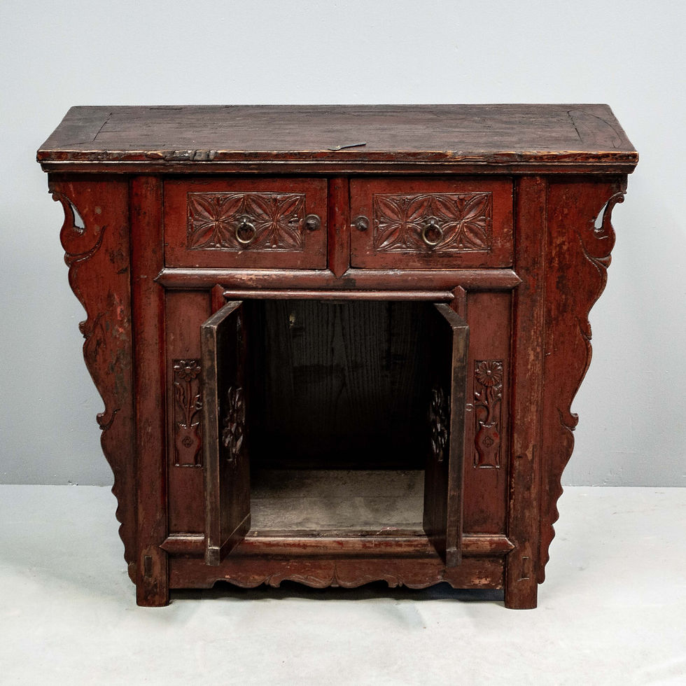 Thumbnail: Antique Chinese Red Lacquer 2 Door Cabinet