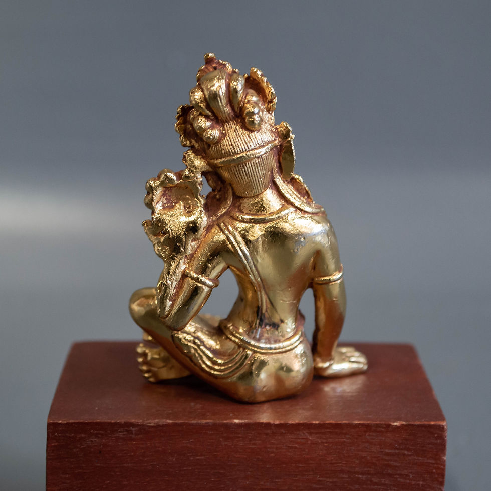 Thumbnail: Small Gold Plated Bronze Female Bodhisattva on a stand