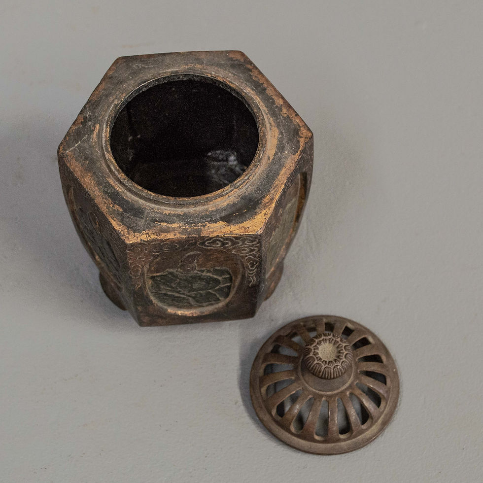 Thumbnail: Small Japanese Painted Bronze Censor