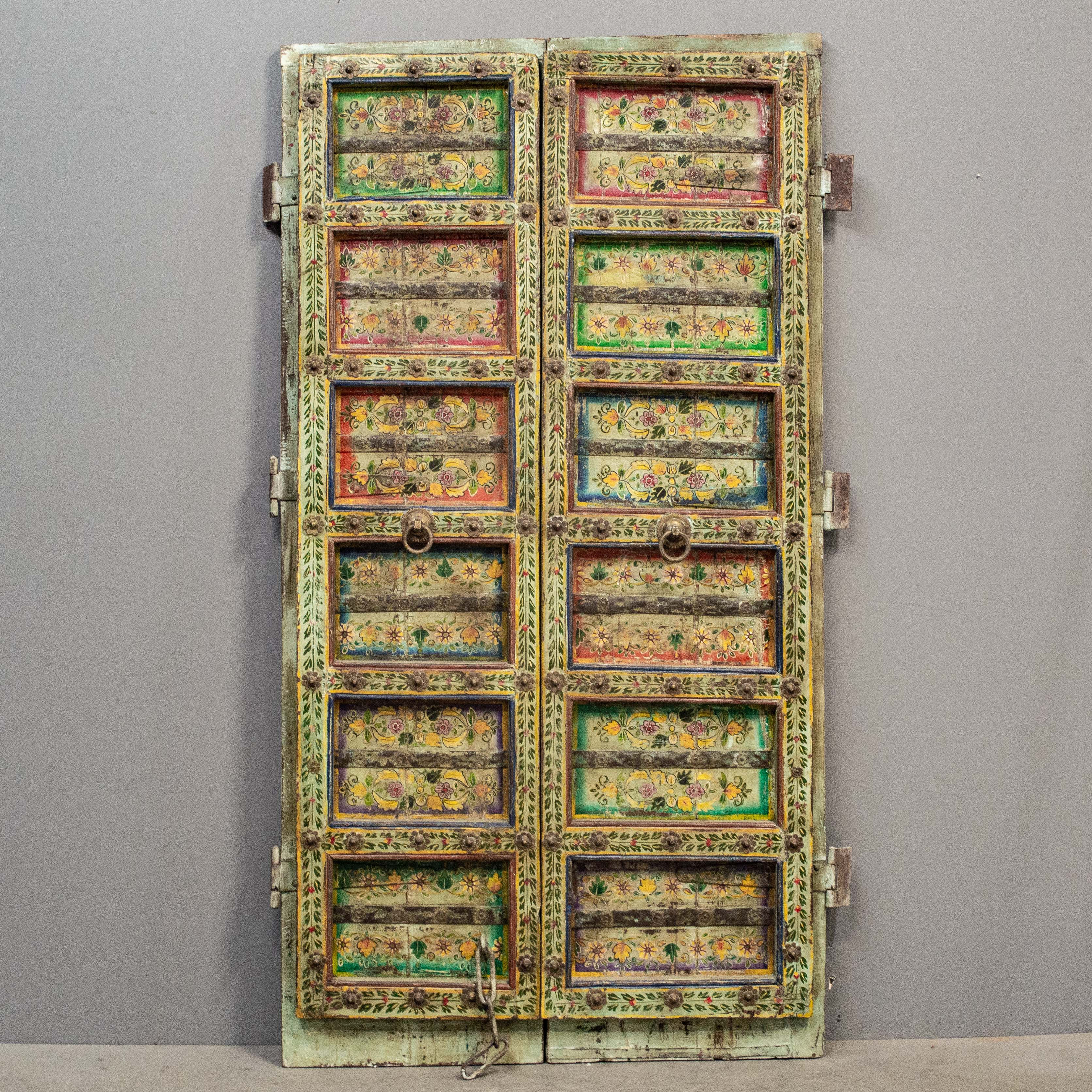 Antique Folk Art Painted Rajasthani Doors