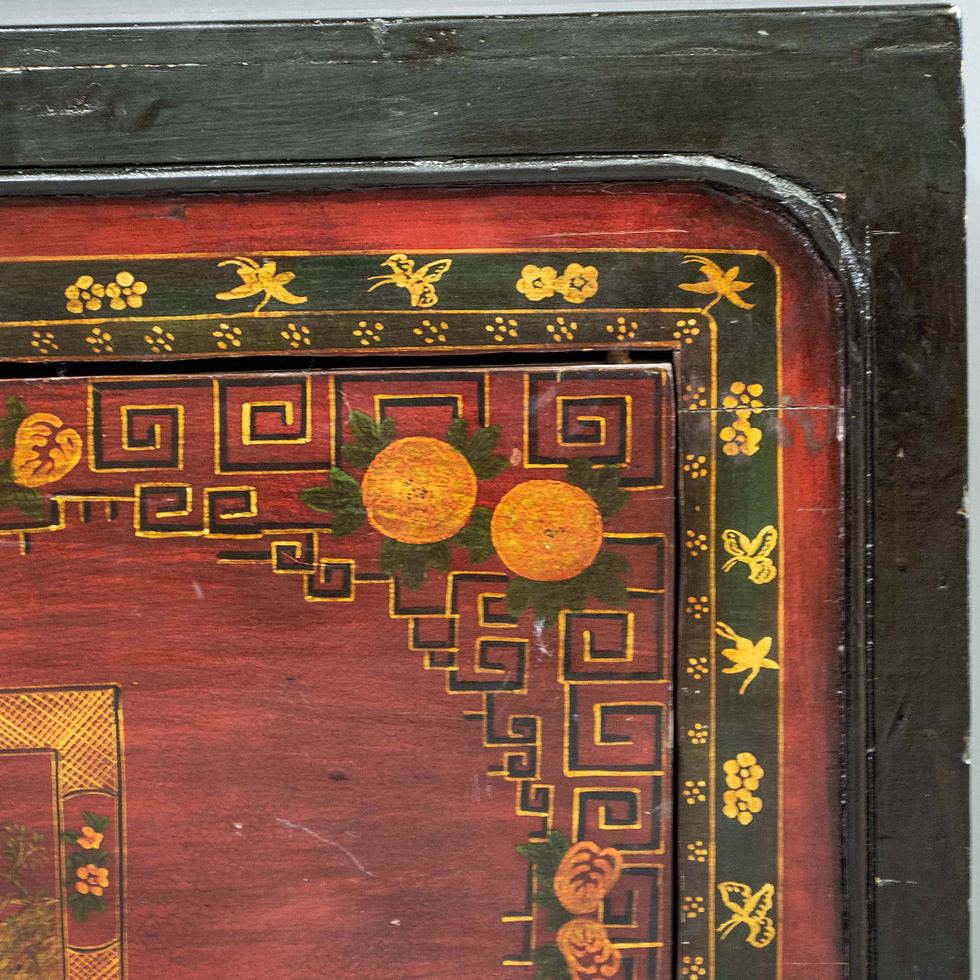 Thumbnail: Vintage Red & Black Painted 2 Door Cabinet