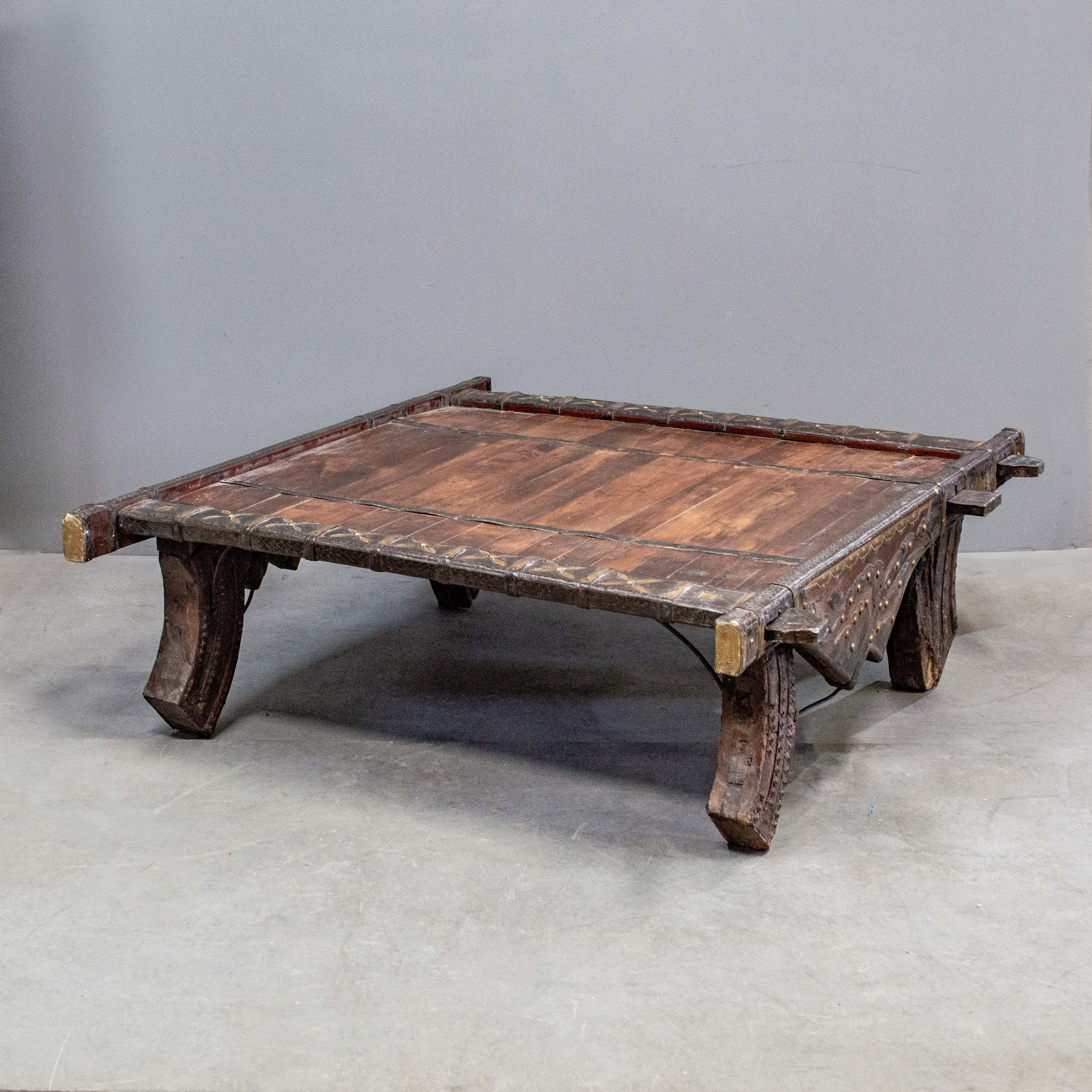 Indian Coffee Table Made From Old Rajasthani Carts