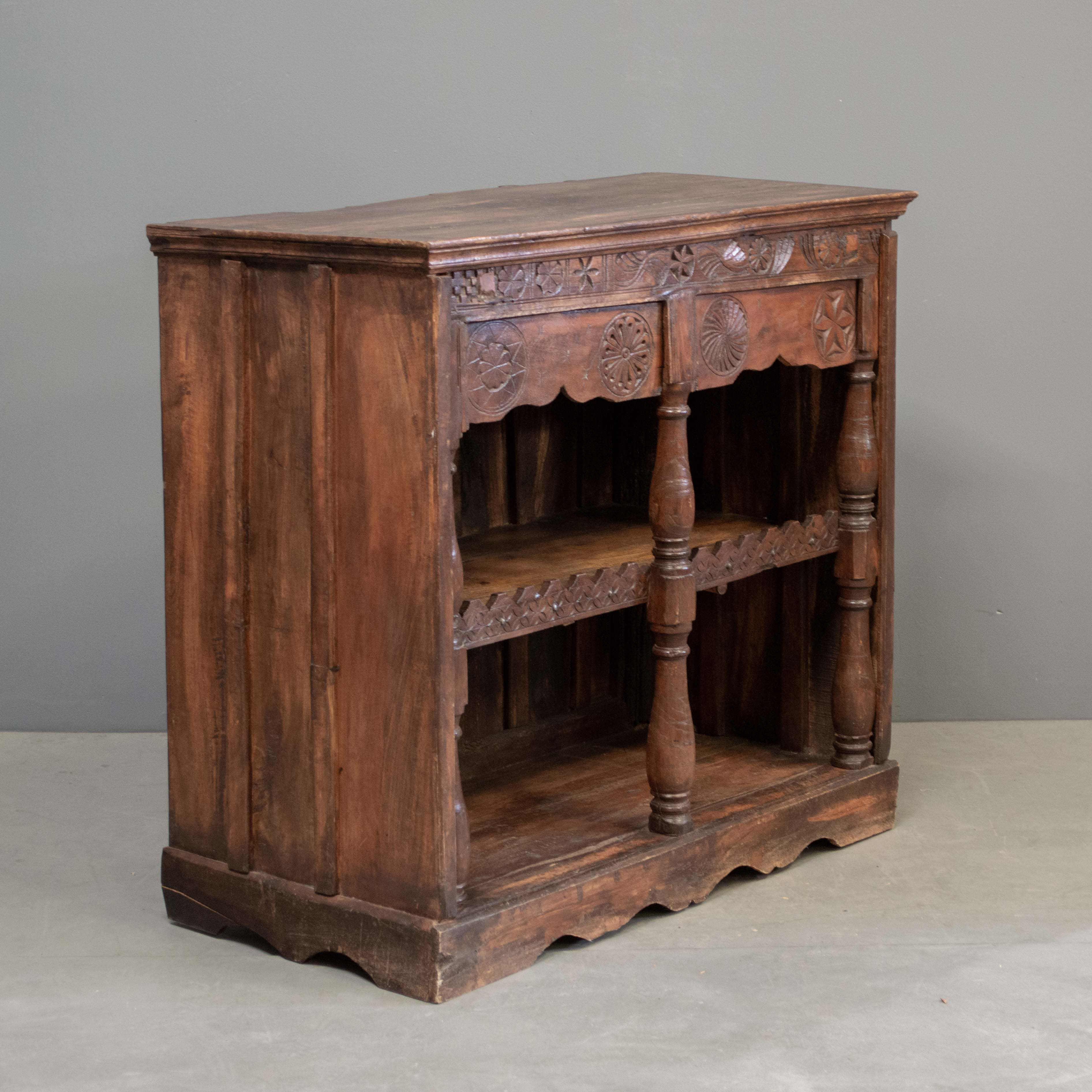 Small Indian Reclaimed Wood Open Bookcase
