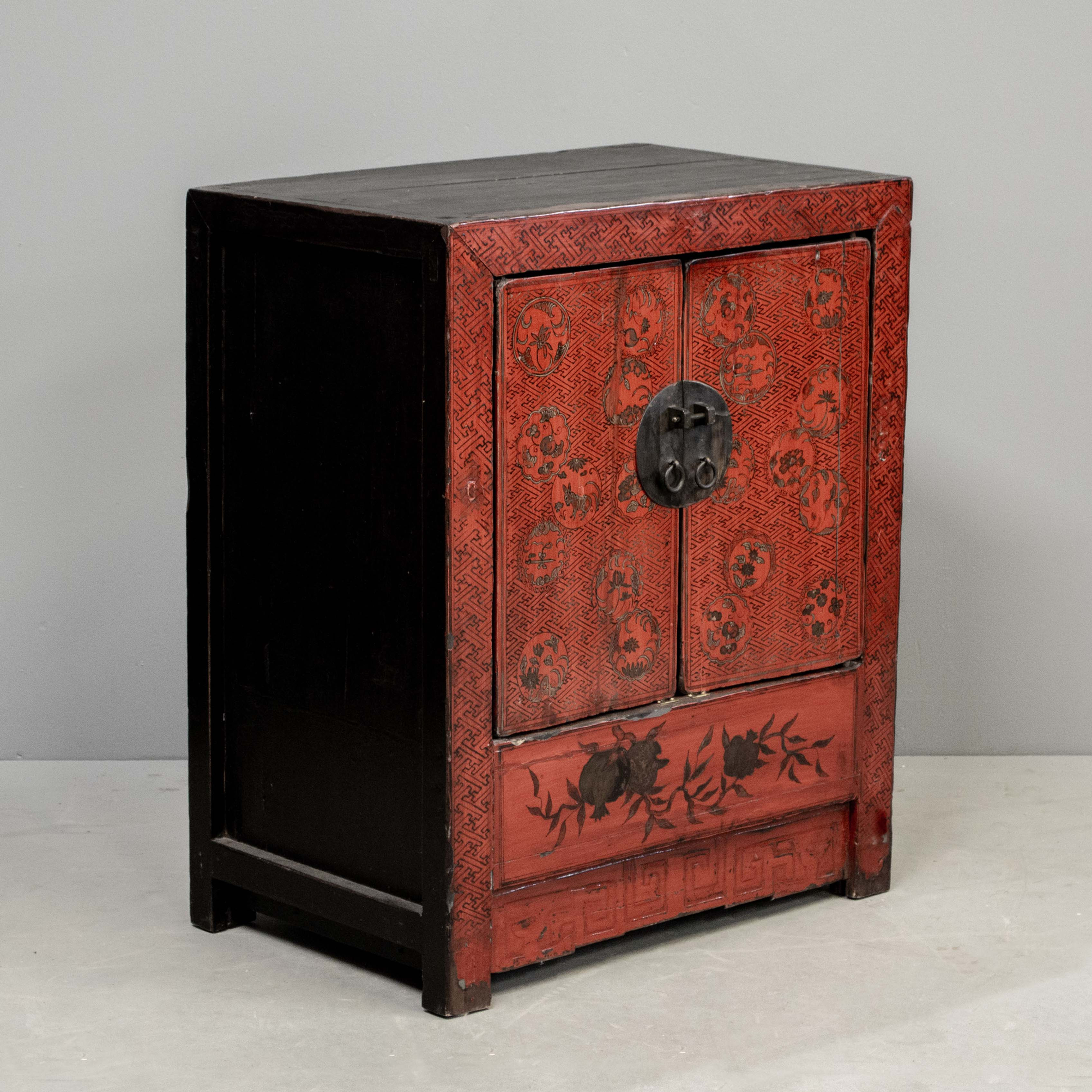 Antique Chinese 2 Door Painted Cabinet