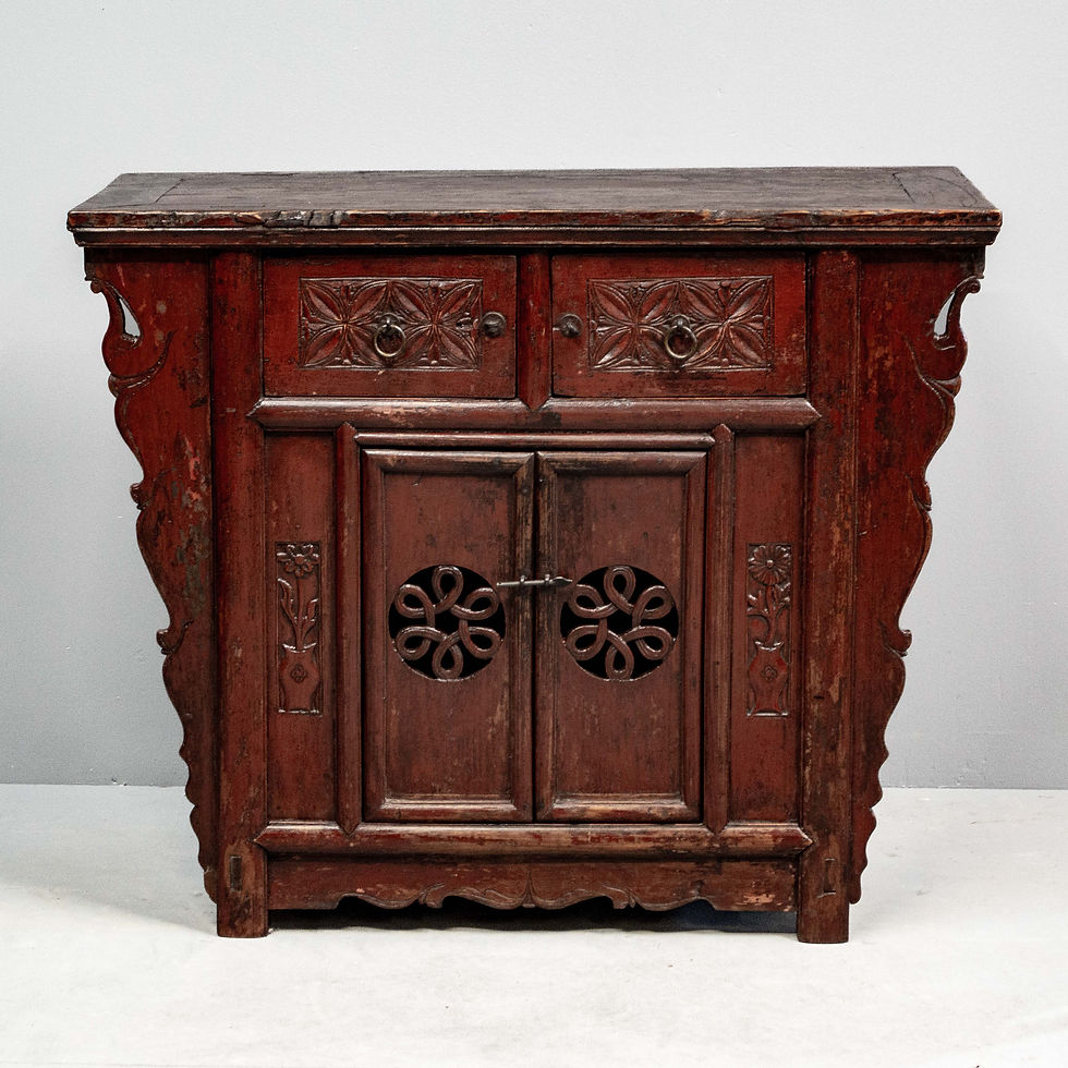 Thumbnail: Antique Chinese Red Lacquer 2 Door Cabinet