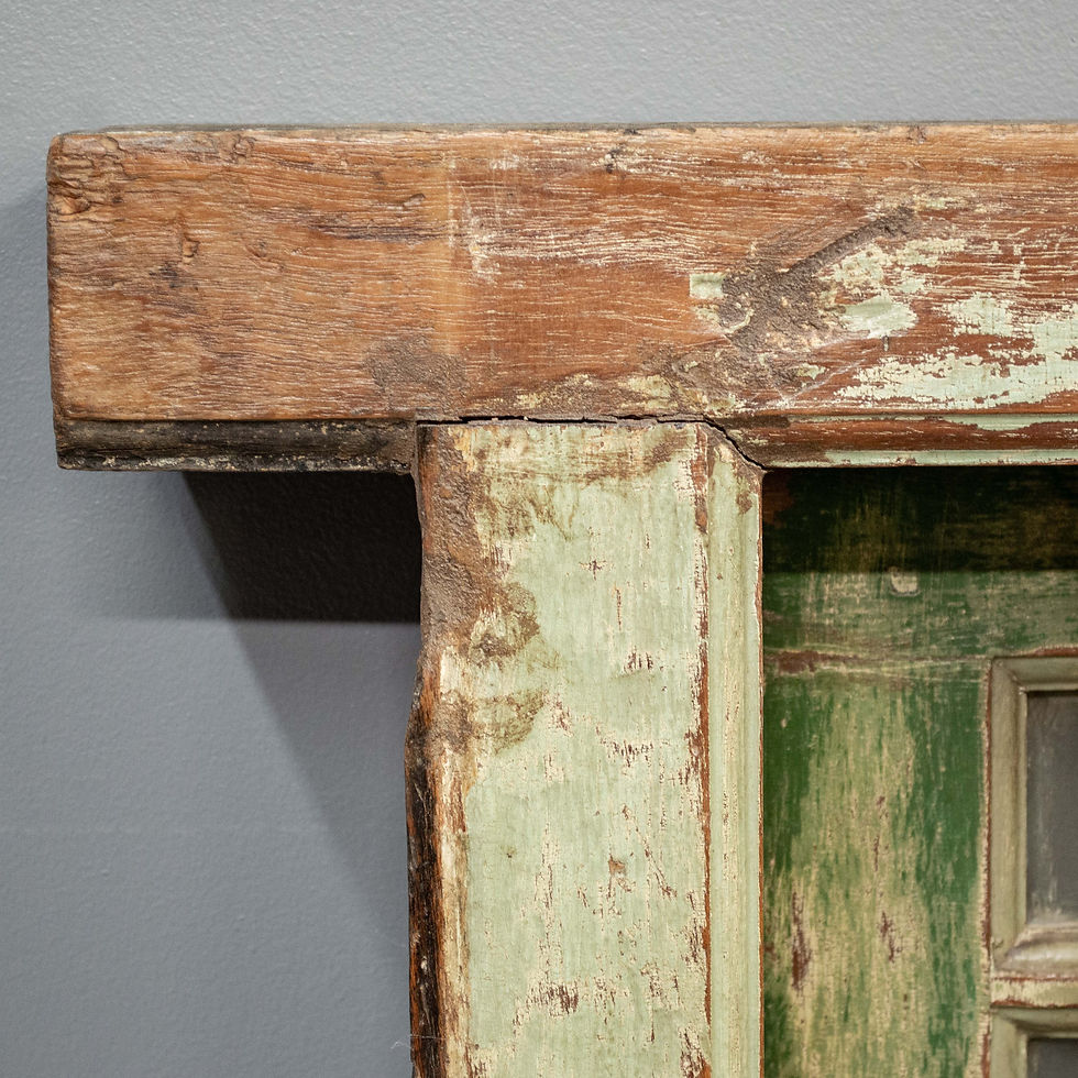 Thumbnail: Antique Indian Teak Framed Glass Panel Security Window