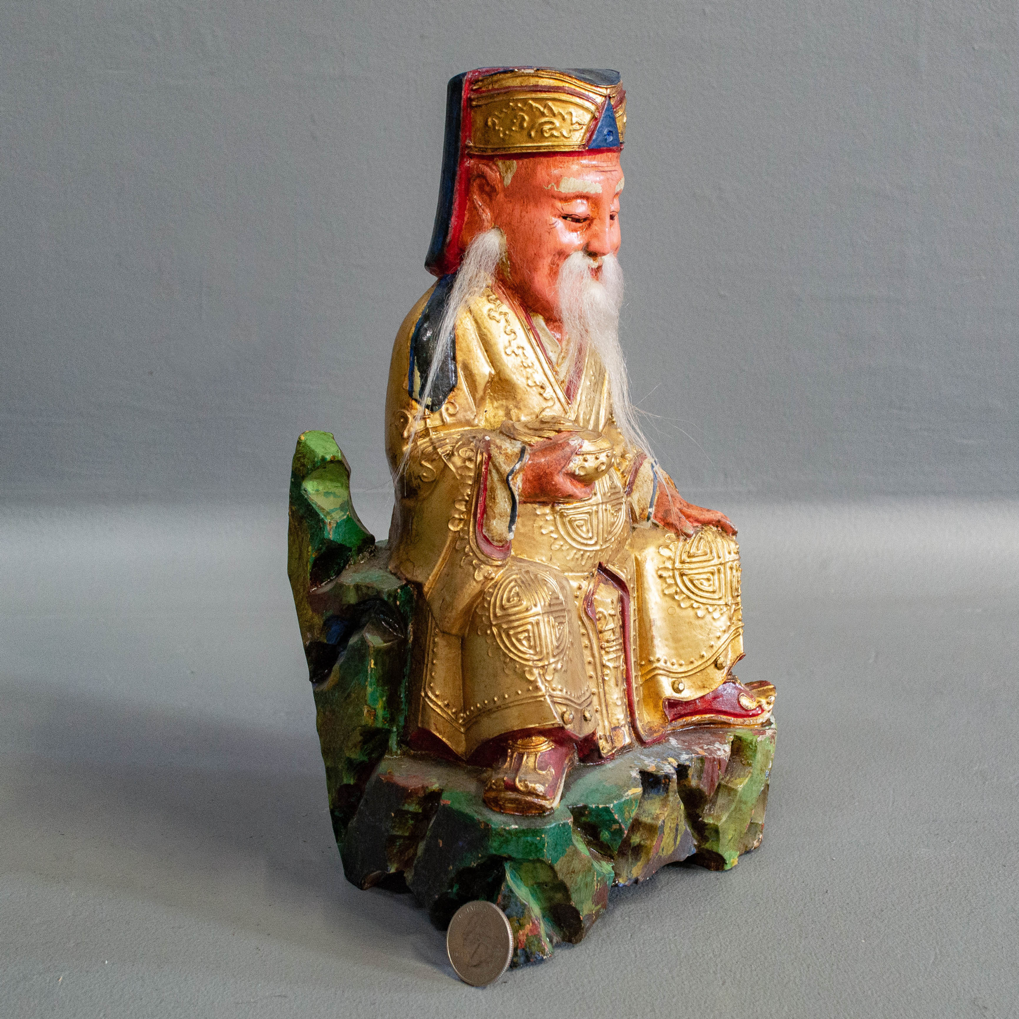 Vintage Carved & Painted Sage