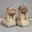 Thumbnail: Antique Pair of Carved & Painted Stone Foo Dogs