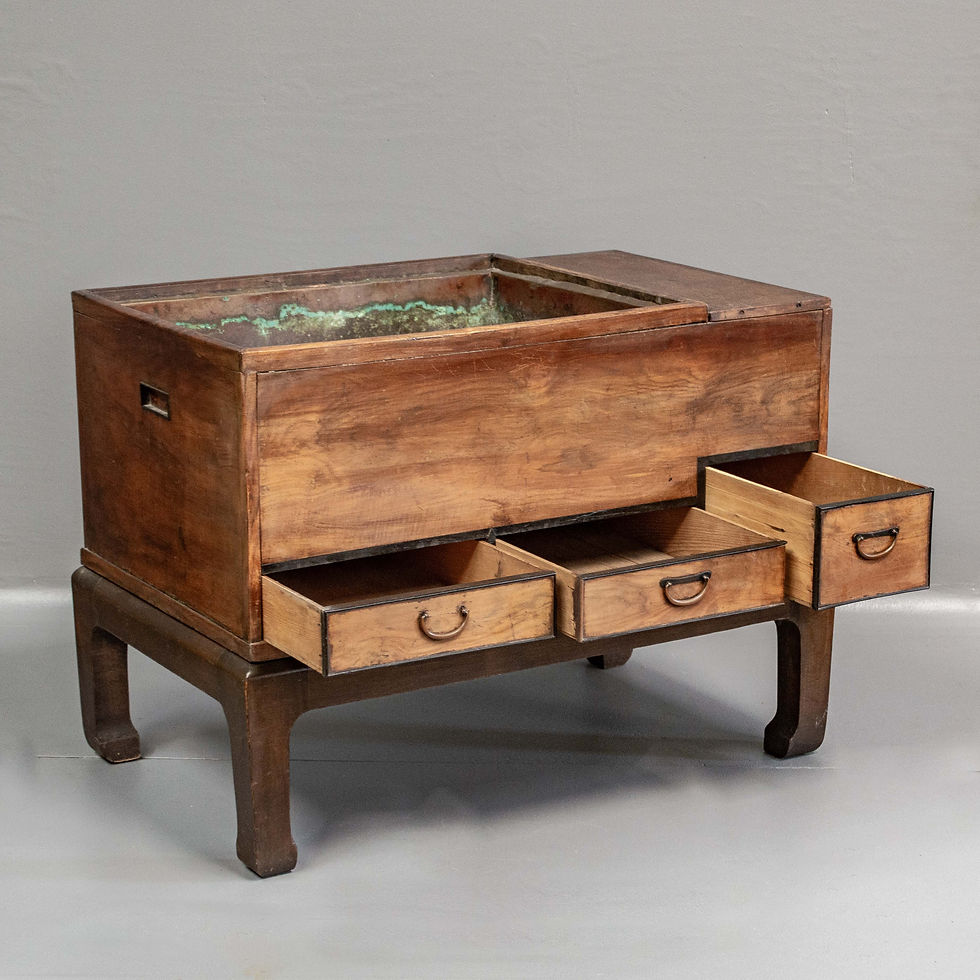 Thumbnail: Antique Japanese Wooden Hibachi with Stand