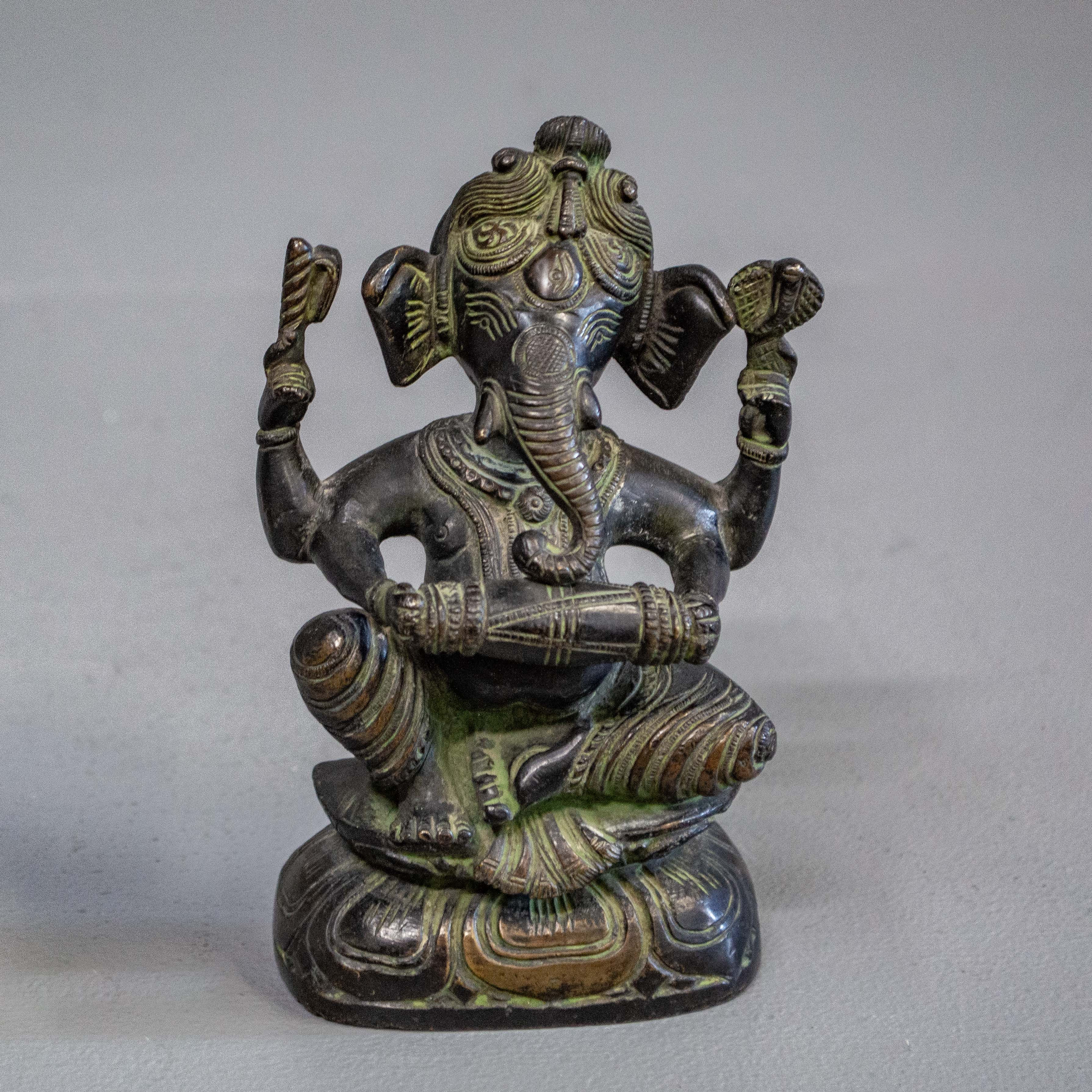 Small Cast Bronze Statue of the Hindu Deity Ganesha