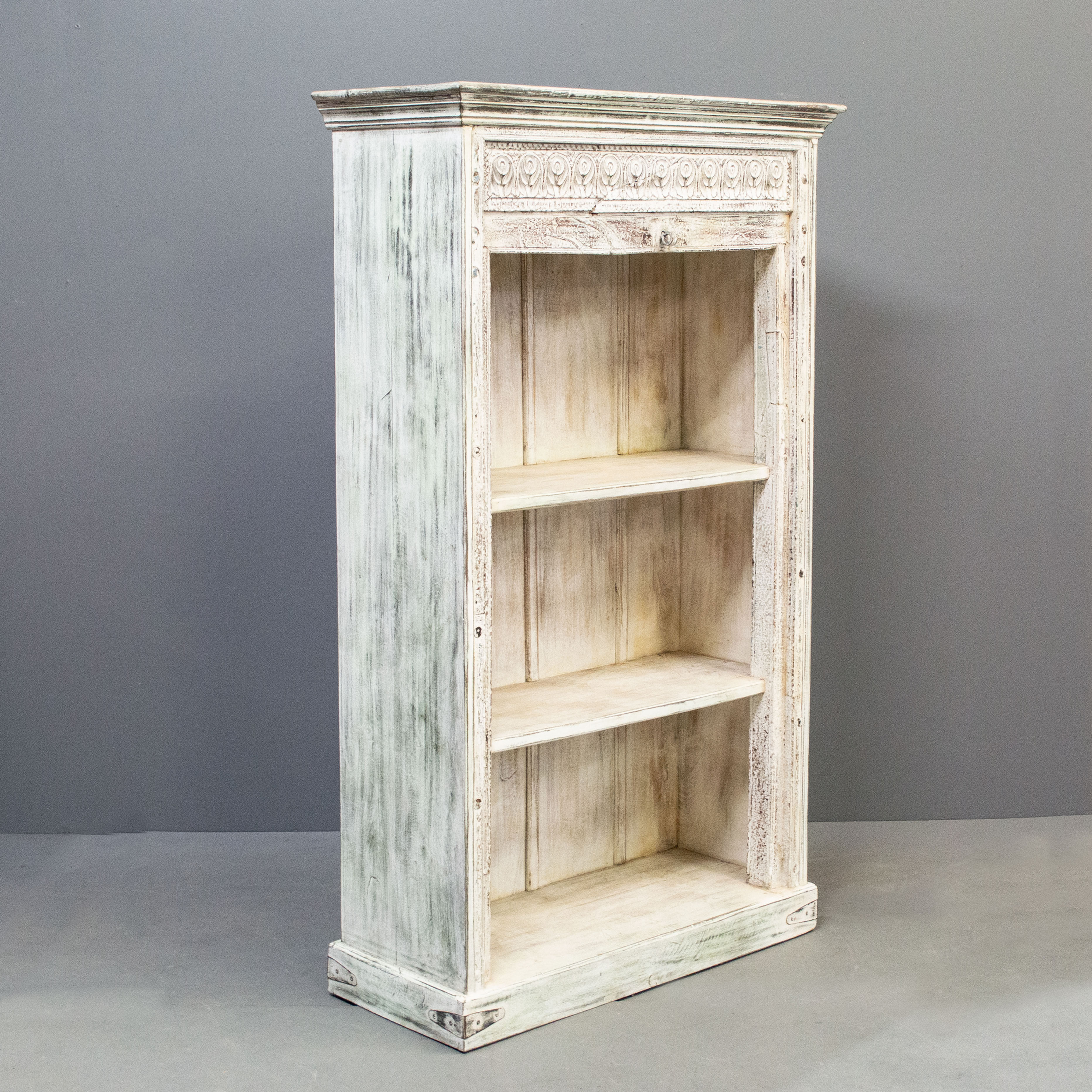 Carved & Painted Reclaimed Wood Bookcase