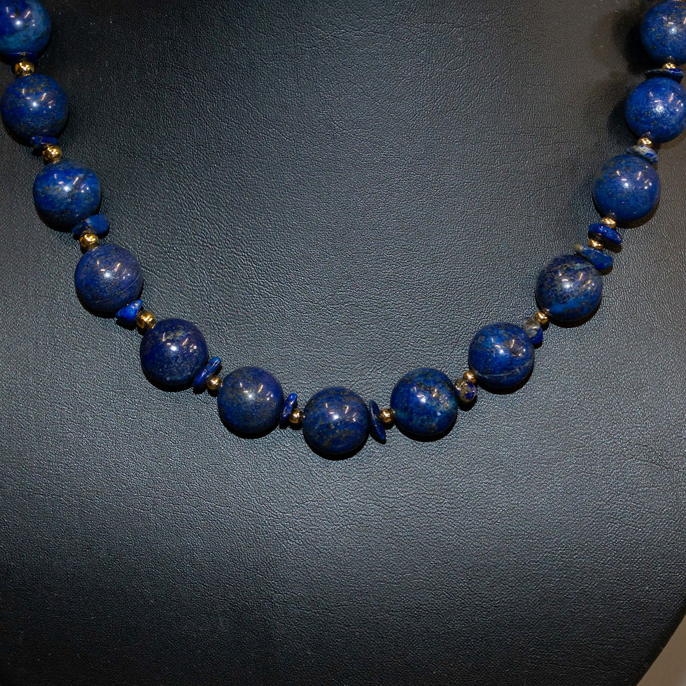Thumbnail: Lapis & Gold Plated Beaded Necklace