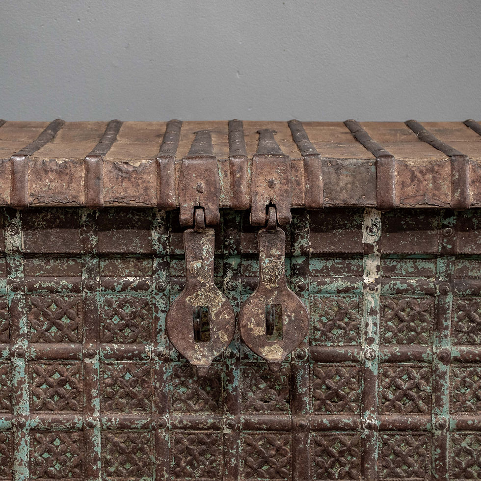 Thumbnail: Antique Iron Clad Lidded Pitara Dowry Chest