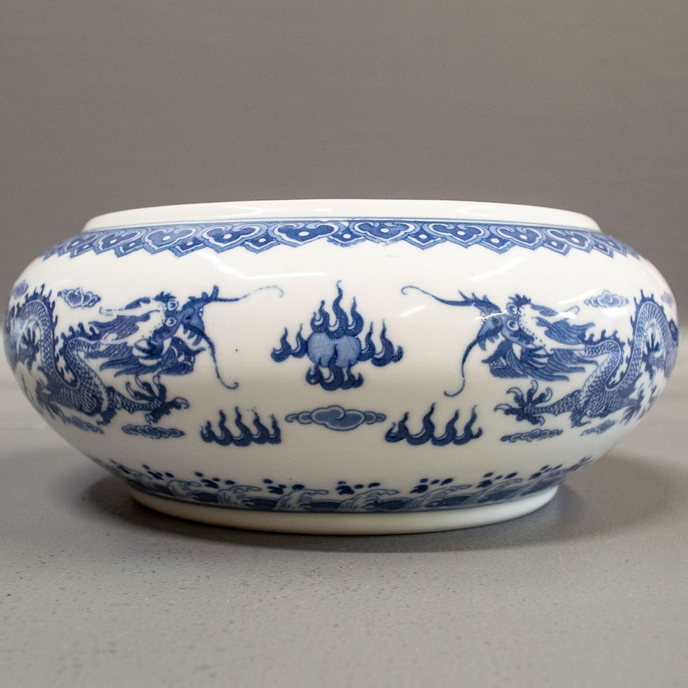 Thumbnail: Blue & White Porcelain Dragon Motif Calligraphy Dish