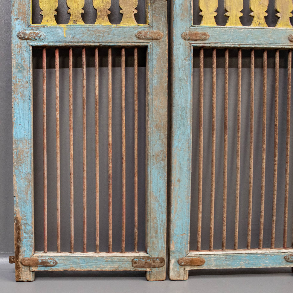Thumbnail: Pair of Painted Wood & Metal Indian Gates