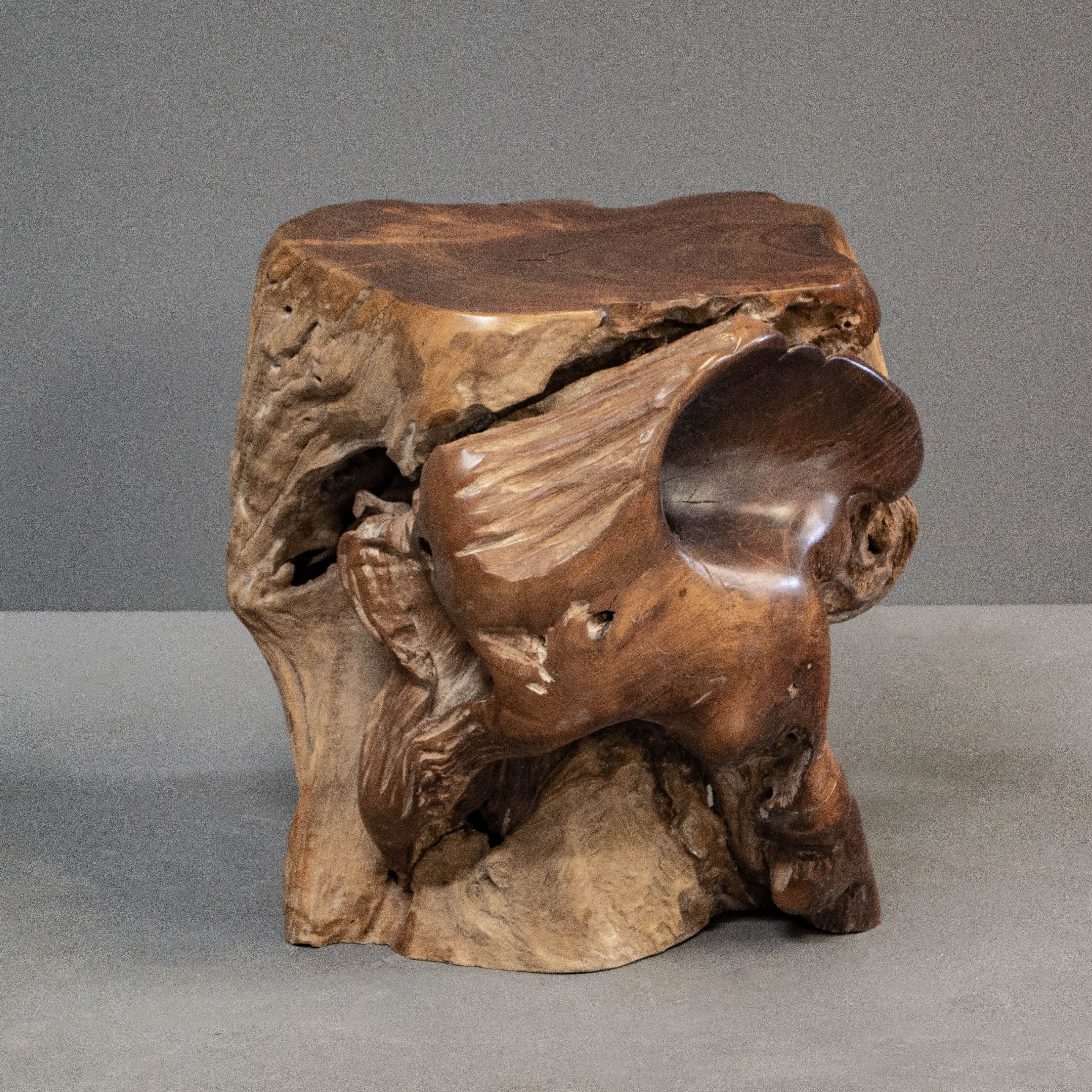 Live Edge Teak Root Stool / Art Stand