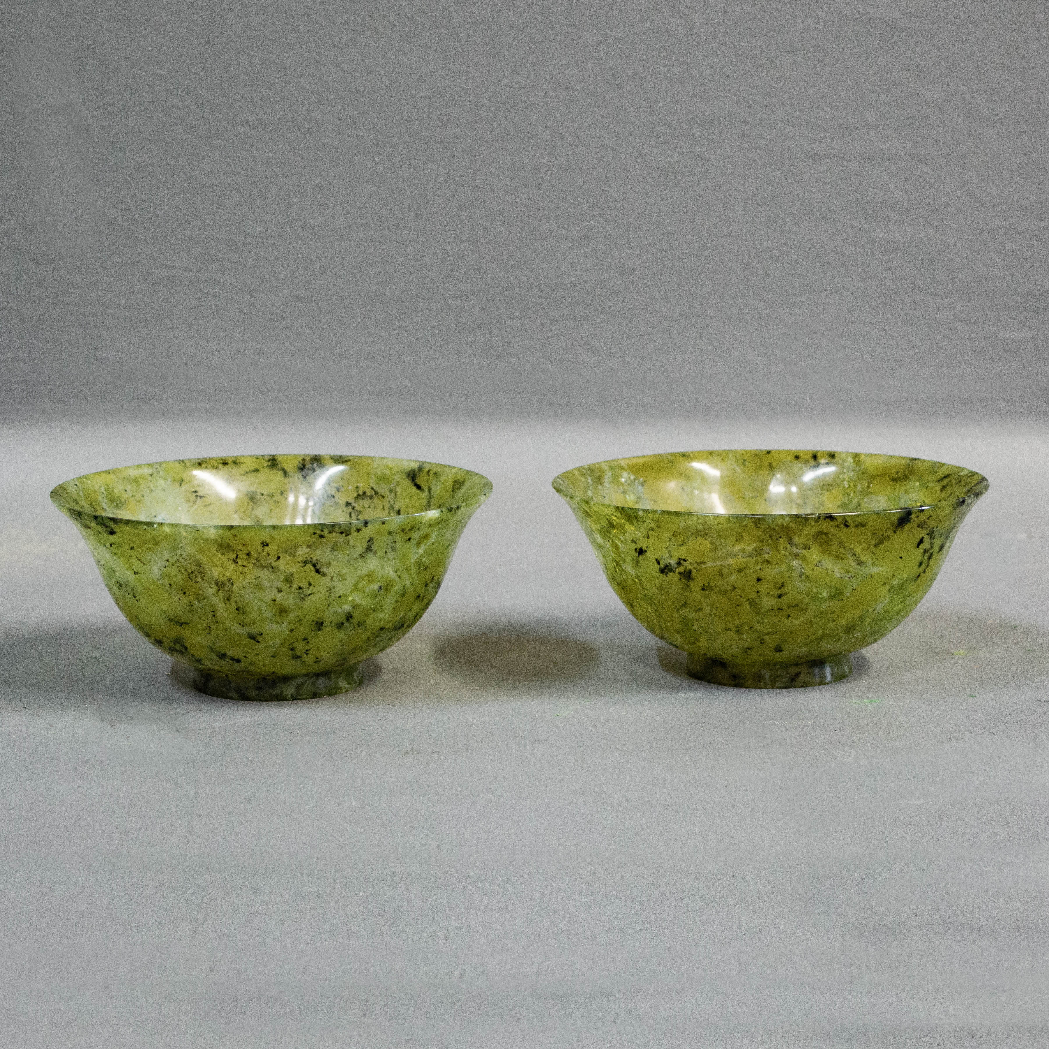 Pair of Spinach Jade Bowls