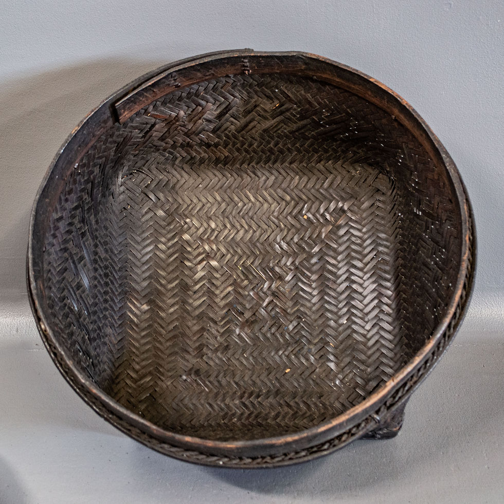 Thumbnail: Large Vintage Lidded Woven Rattan Basket