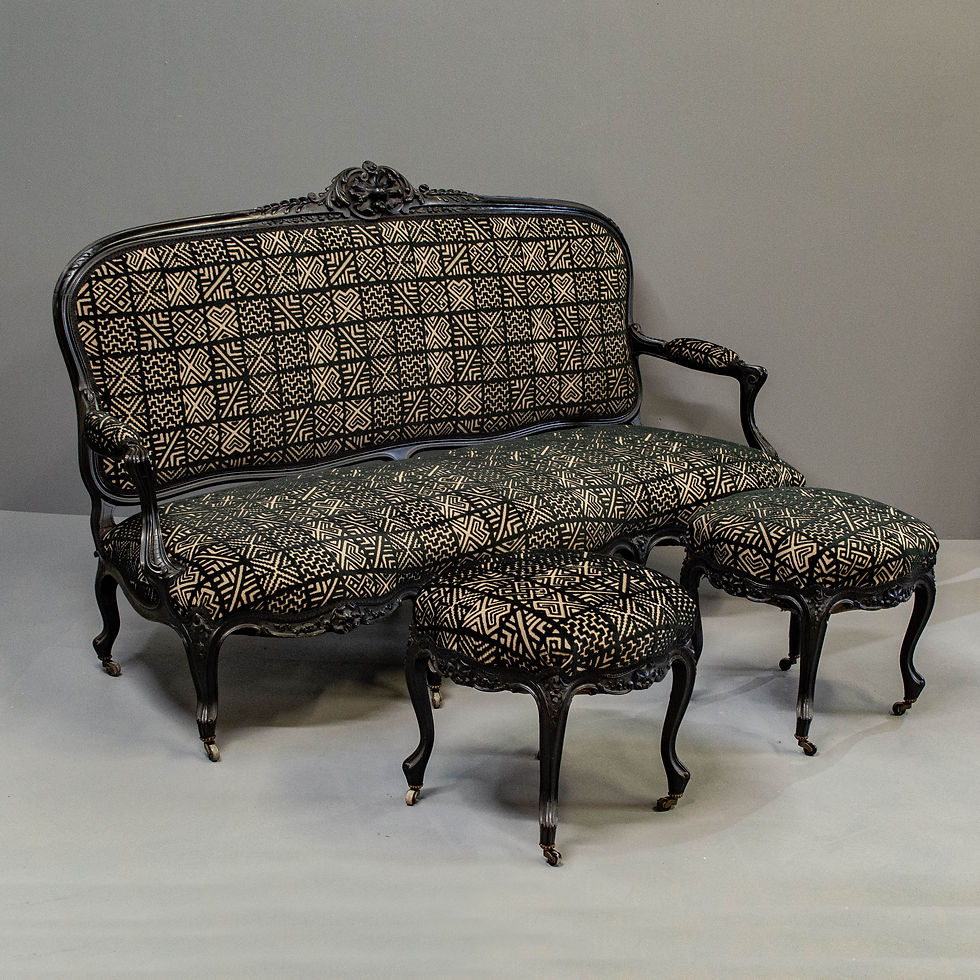 Thumbnail: Antique Ebonized Mahogany Stool