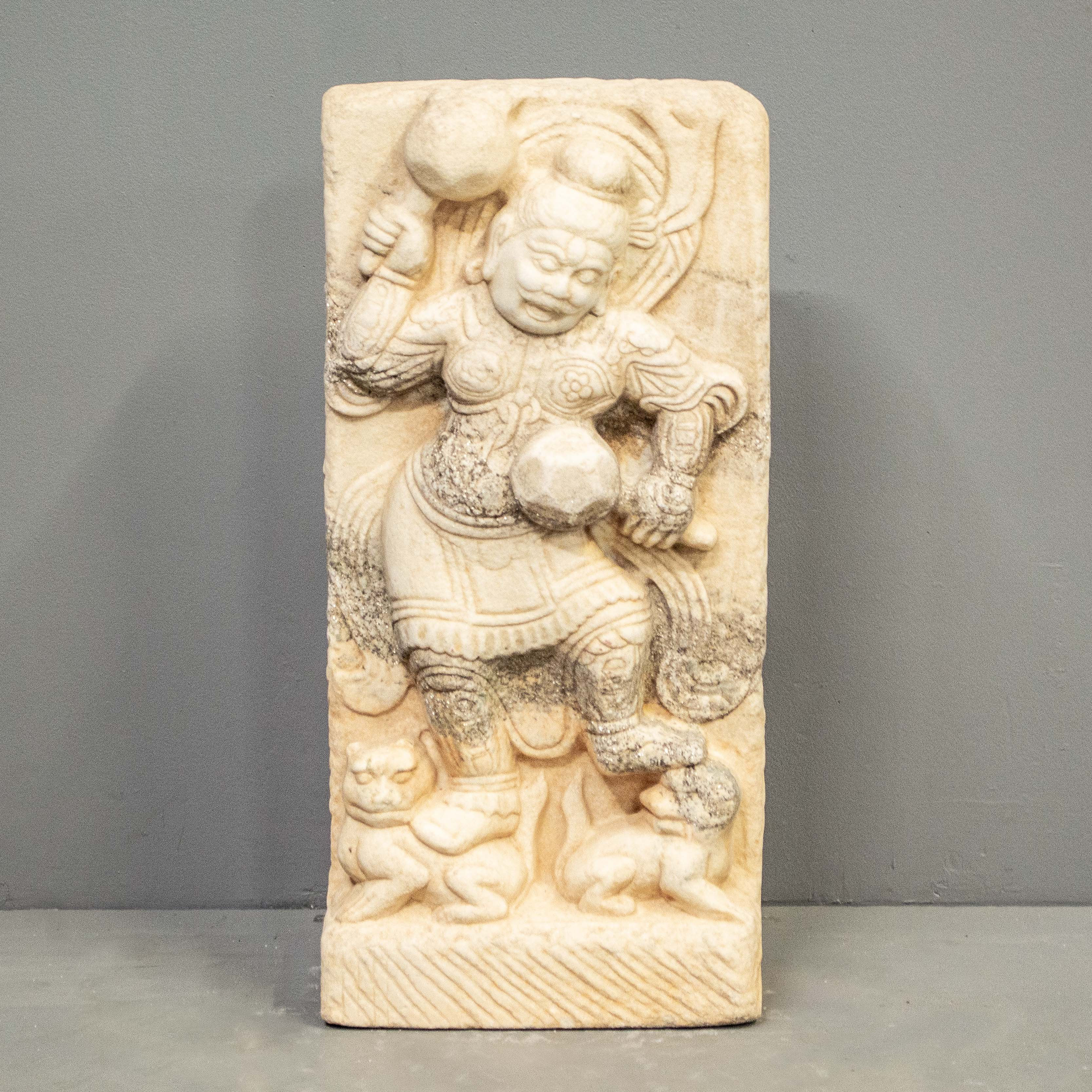 Carved Chinese Marble Warrior Panel