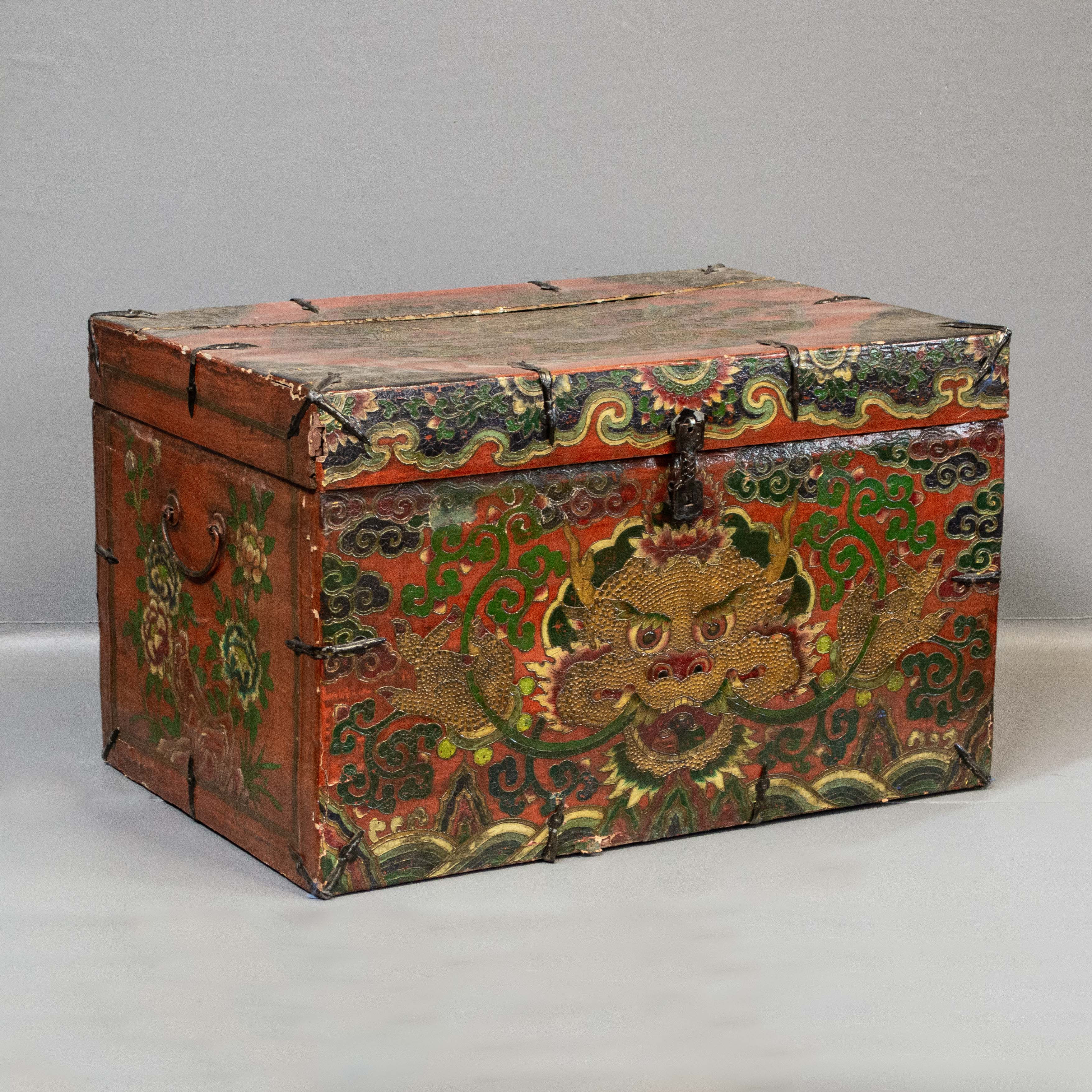 Vintage Tibetan Style Polychrome Storage Chest