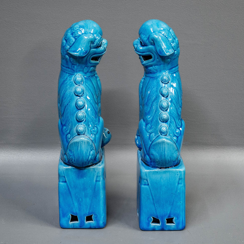 Thumbnail: Pair of Ceramic Blue Foo Dogs