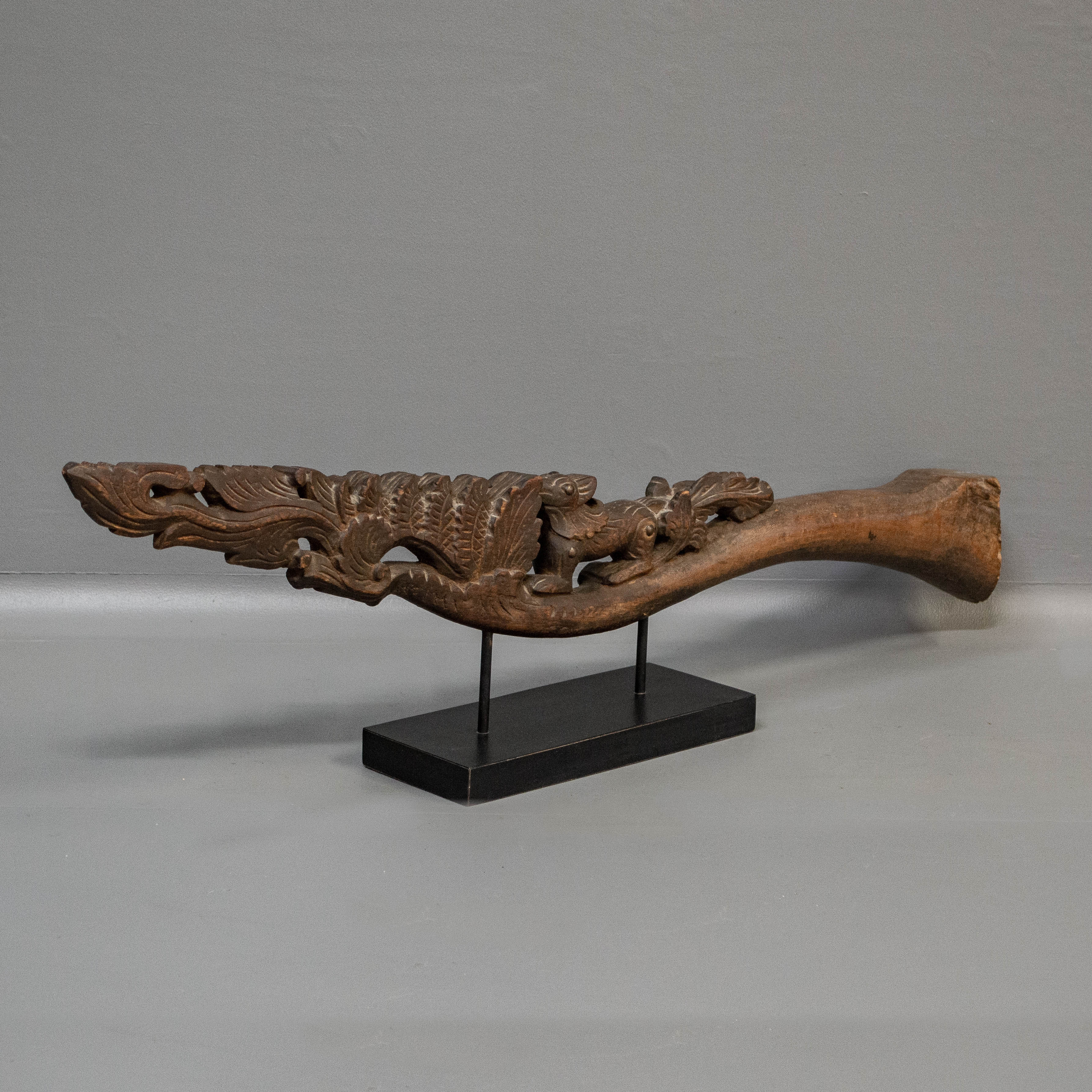 Hand Carved Wooden Animal Motif Sculpture