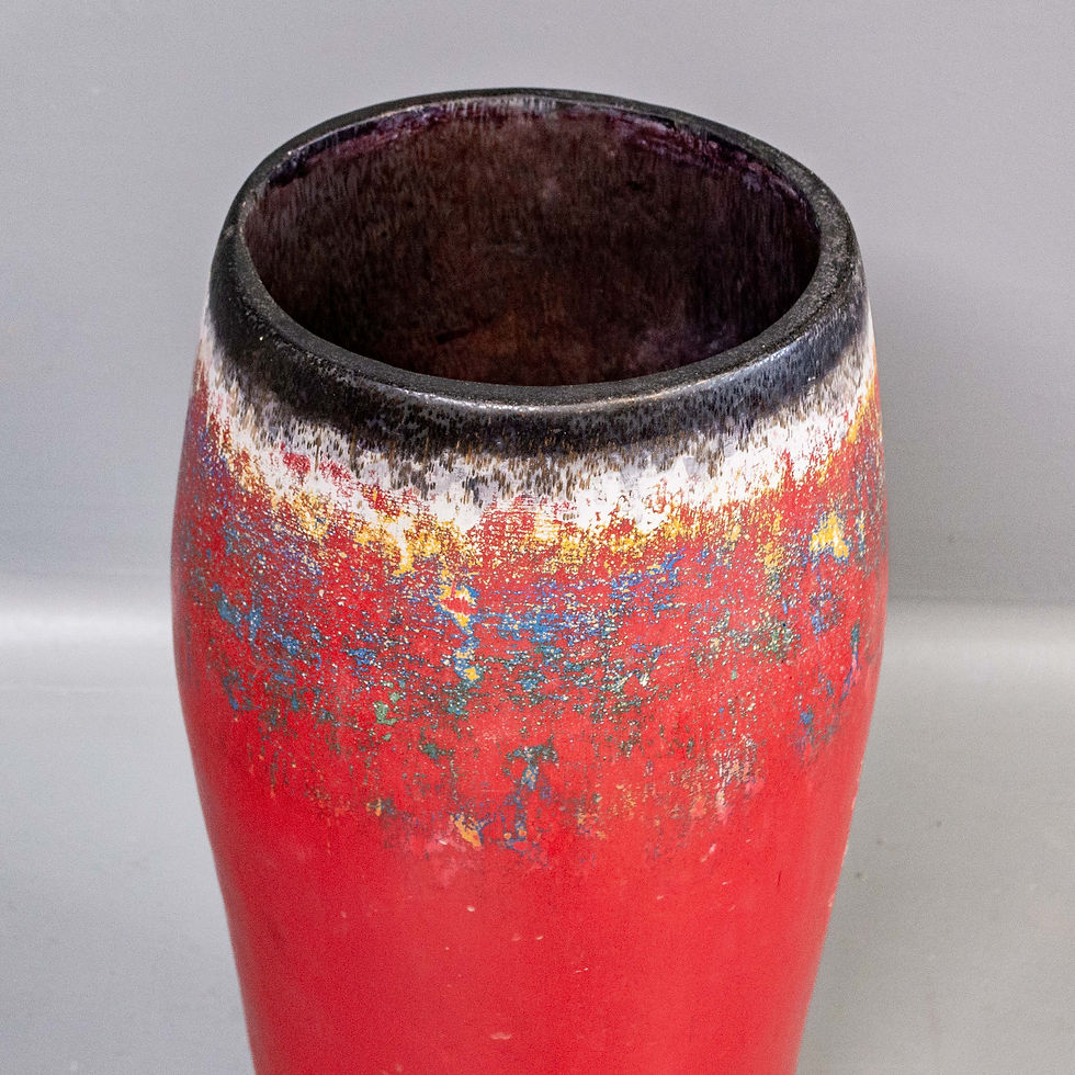 Thumbnail: Painted Wooden Drum Turned Vase