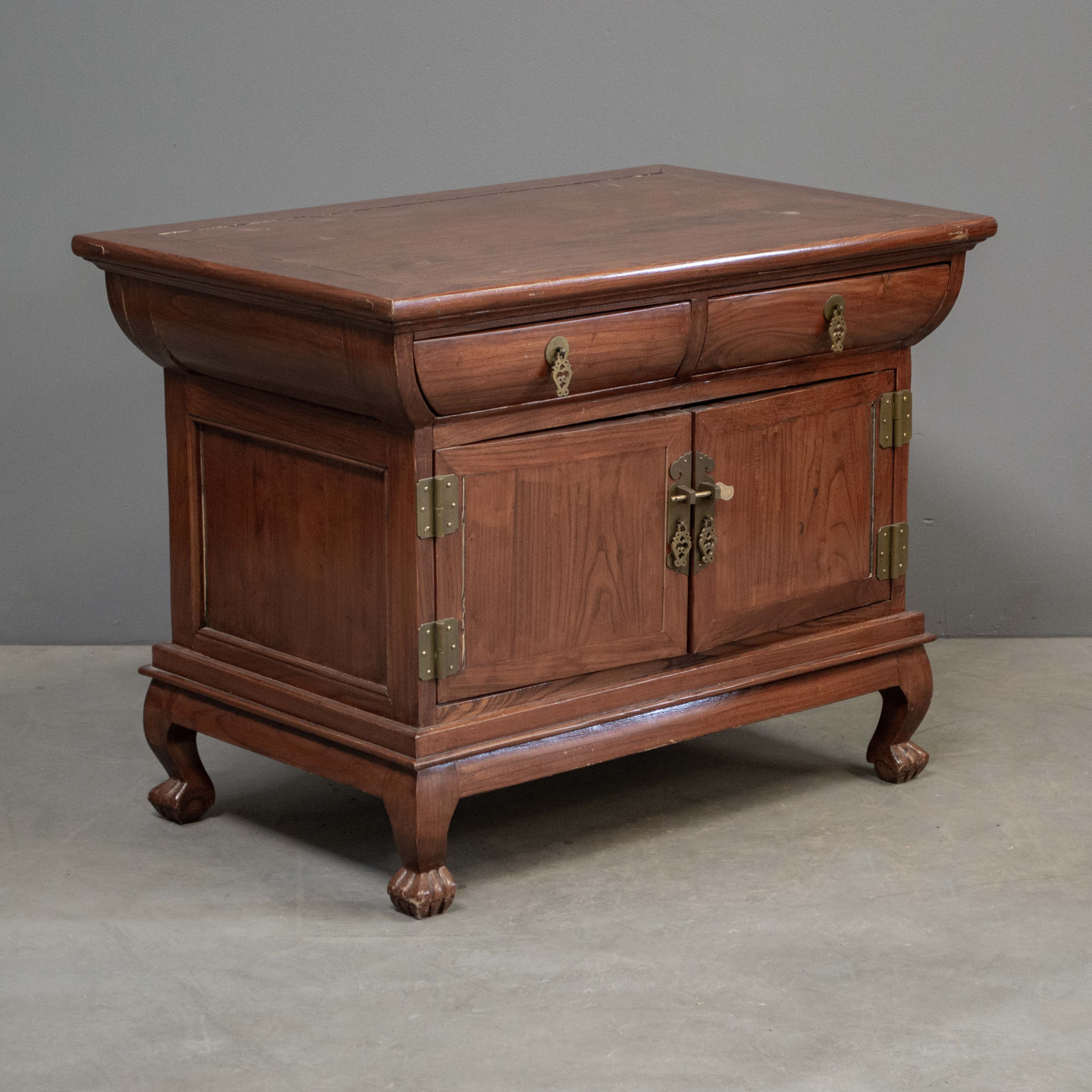 Vintage Ball & Claw Foot Elm Side Cabinet