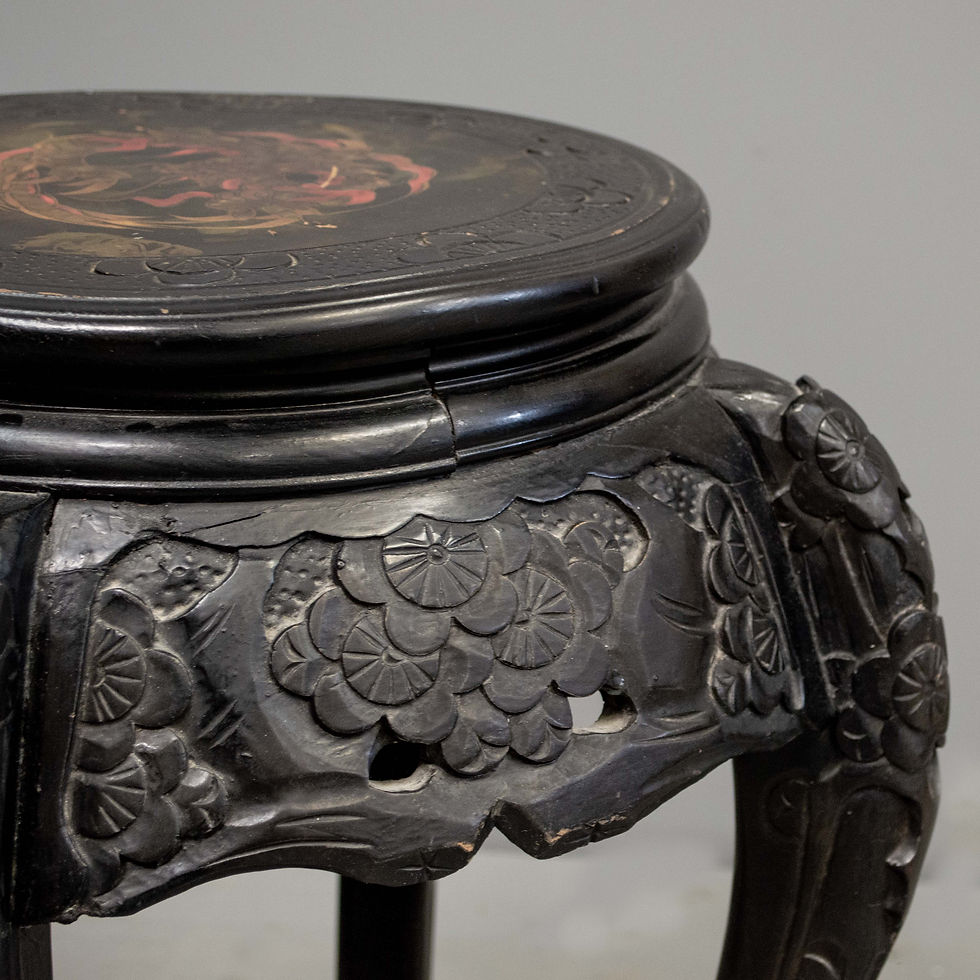 Thumbnail: Low Antique Black Lacquer Plant Stand