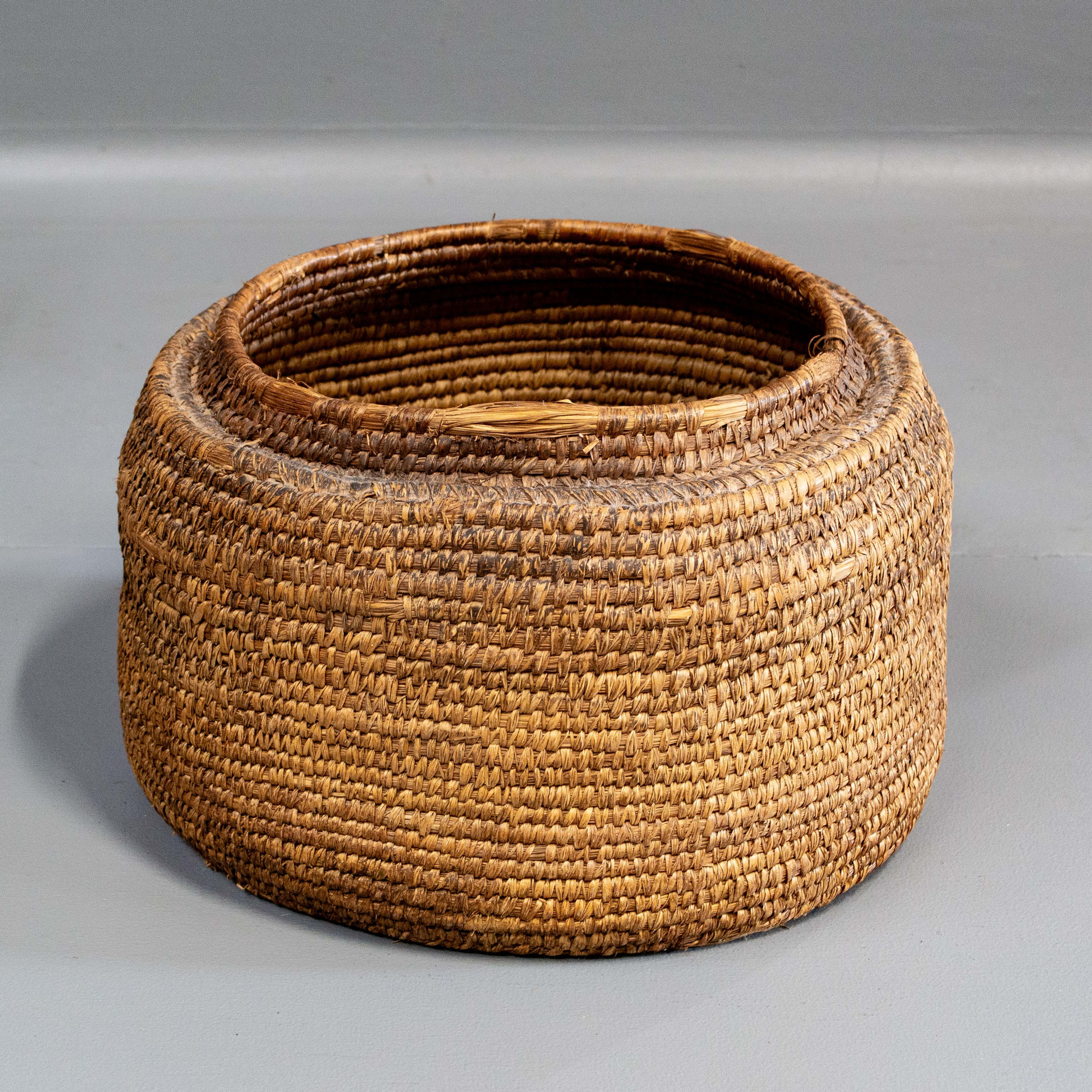 Large Vintage Coiled Rattan Basket