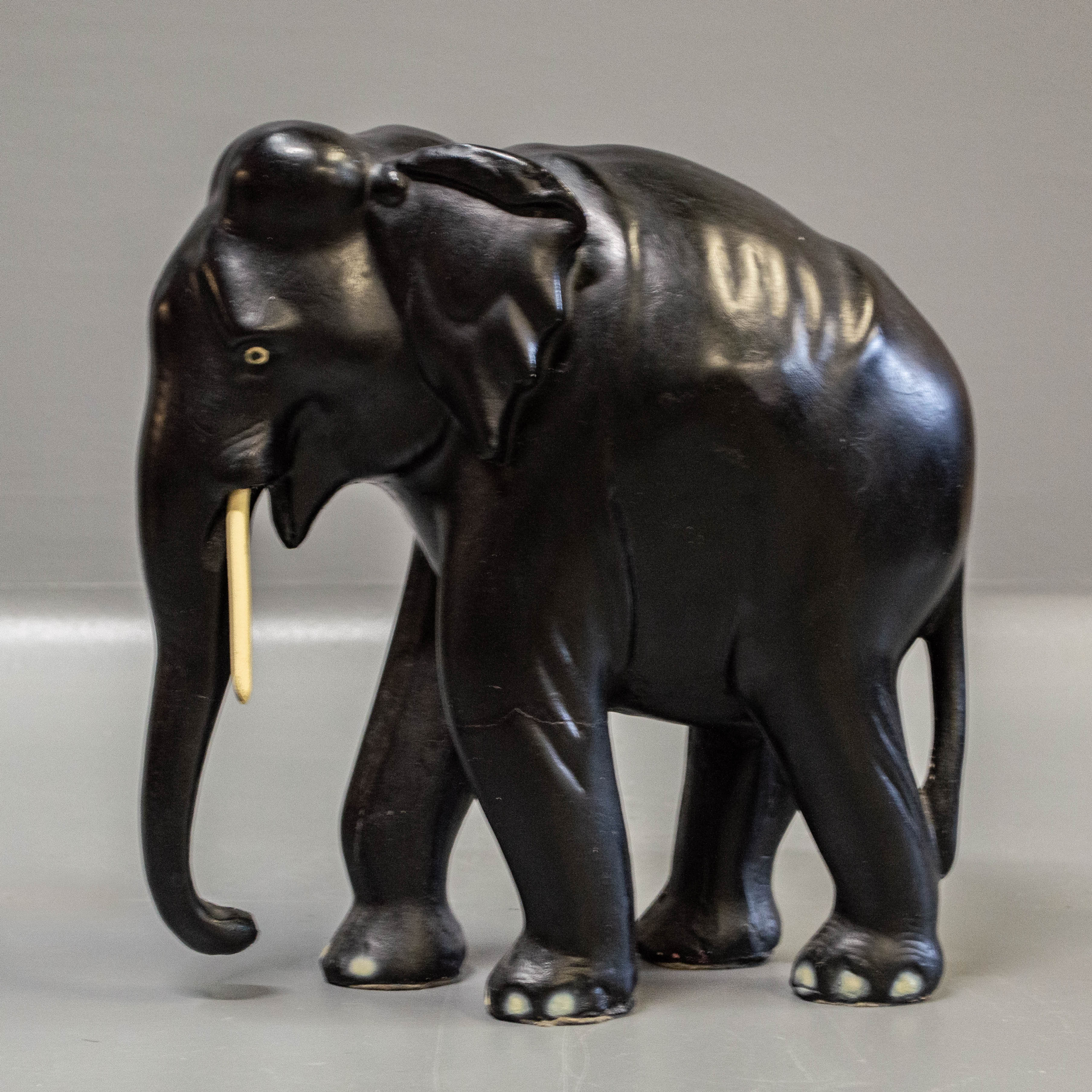 Large Carved Asian Wooden Elephant