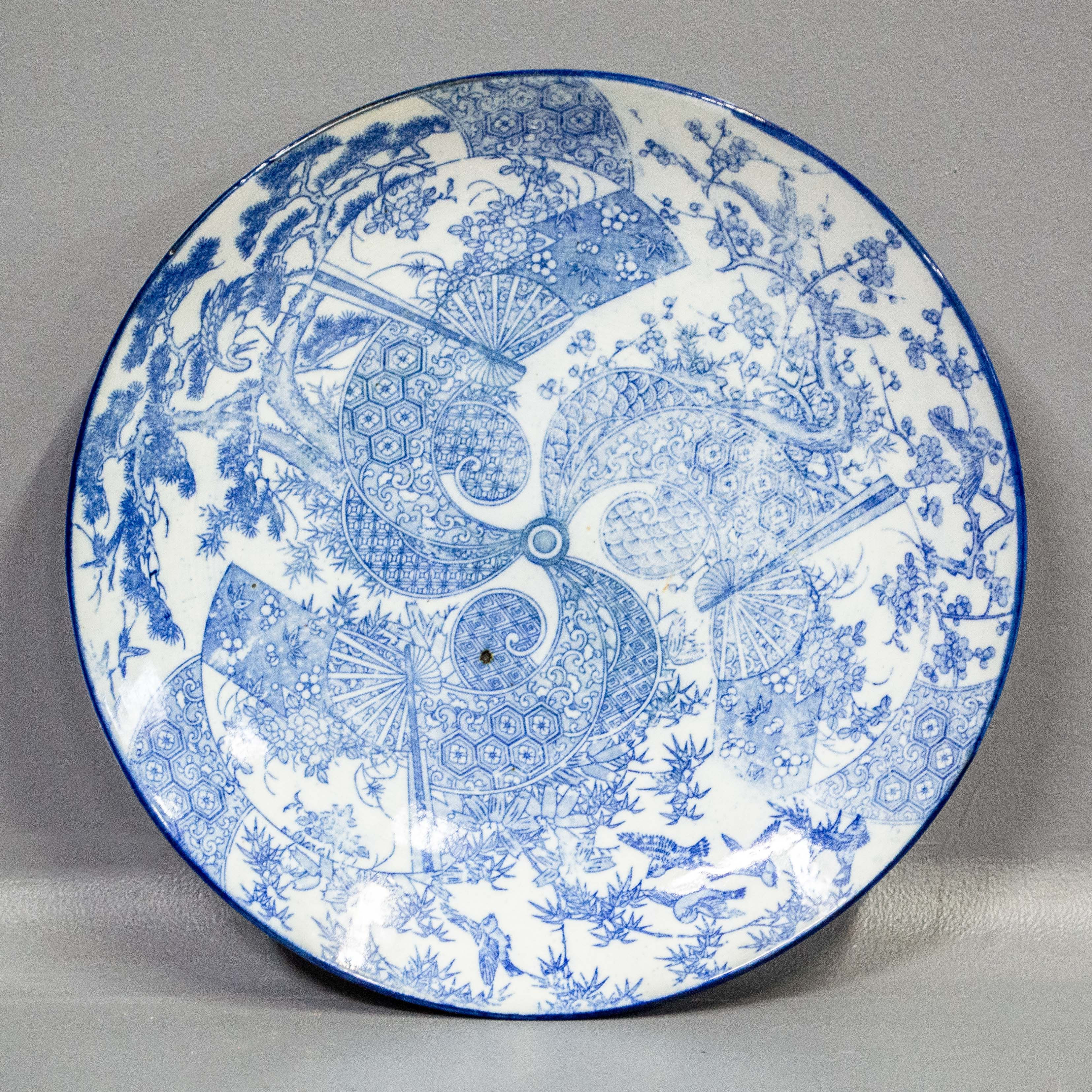 Antique Japanese Blue & White Transfer Ware Charger