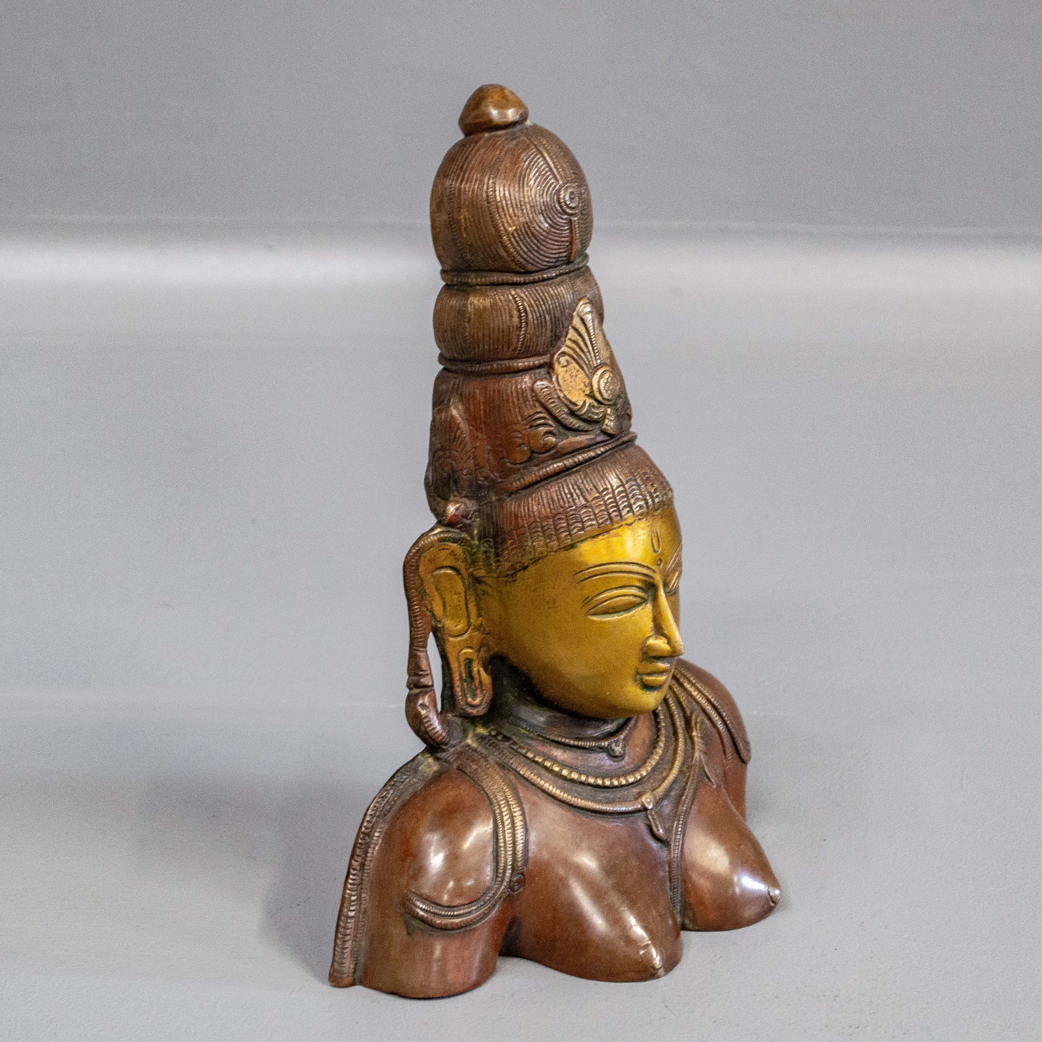 Cast Bronze Bust of Hindu Goddess Parvati