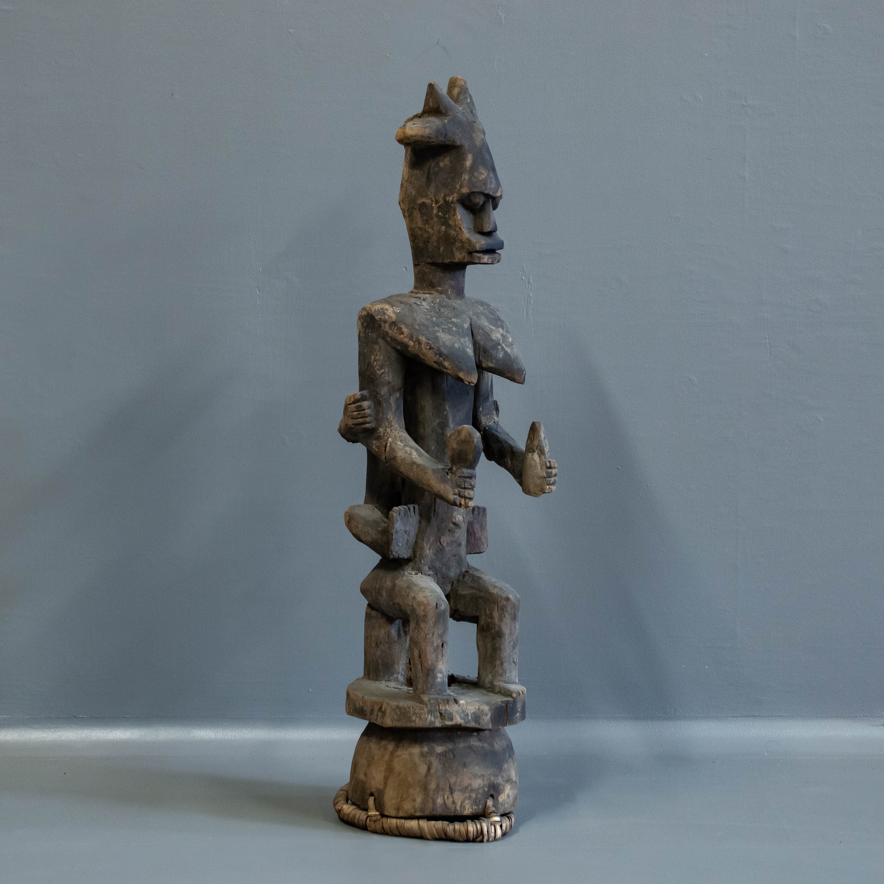 Vintage Carved Tribal Statue from Nigeria. Wood Sculpture