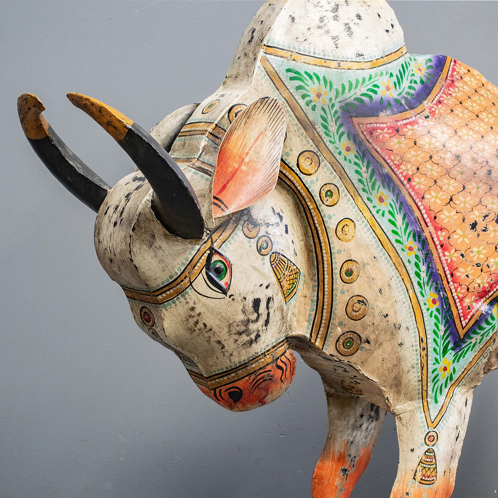 Thumbnail: Metal Folk Art Painted Indian Brahma Bull