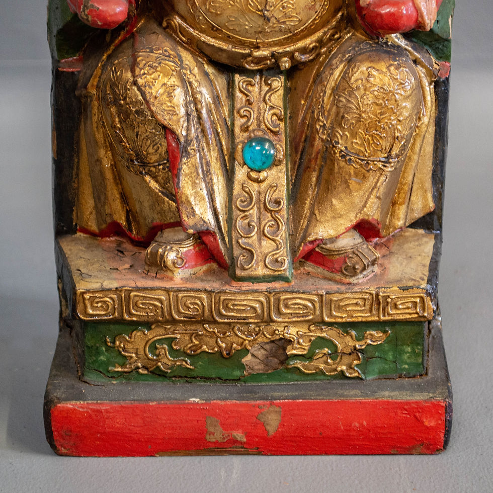 Thumbnail: Antique Carved & Painted Chinese Emperor Statue