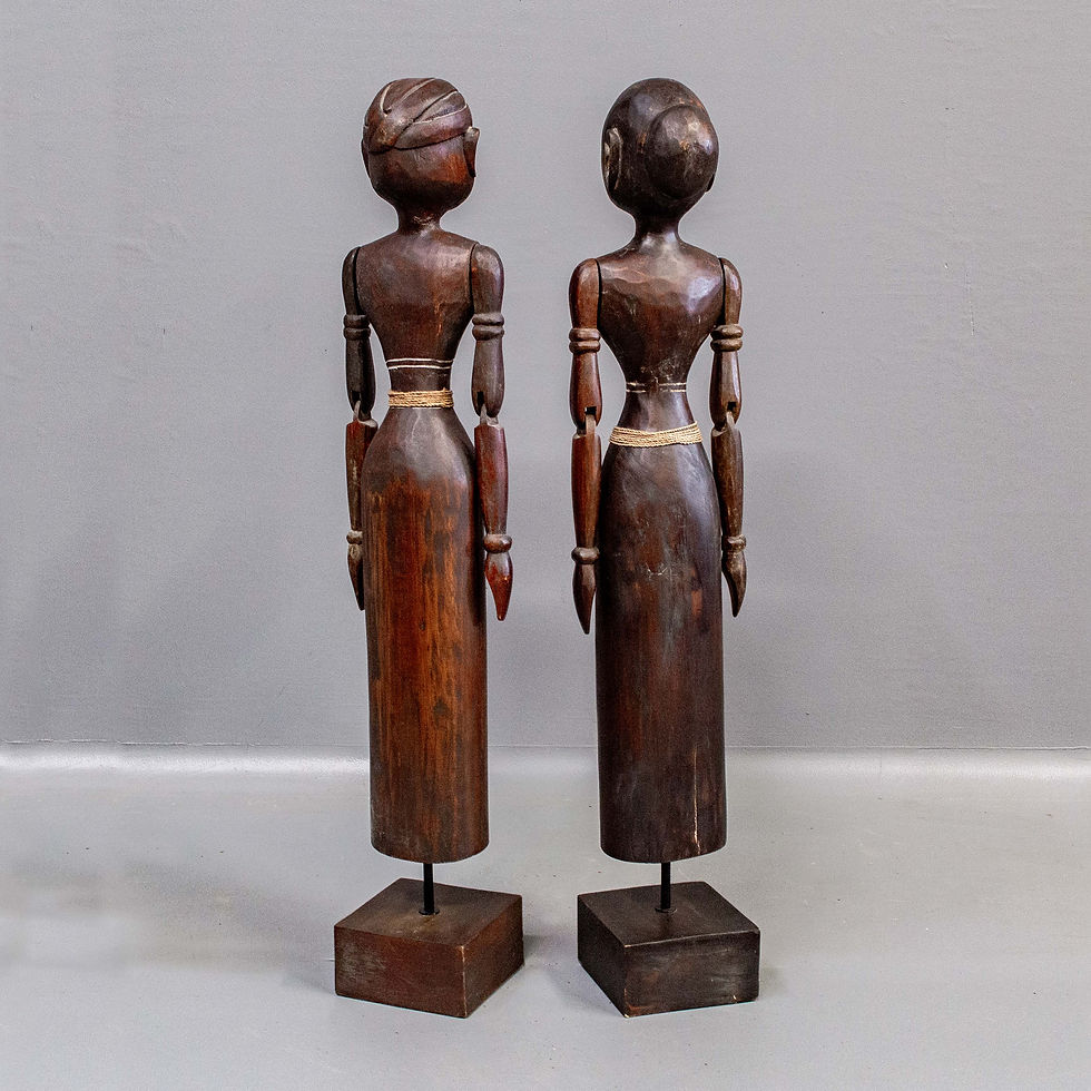 Thumbnail: Pair of Large Wooden Tribal Statues