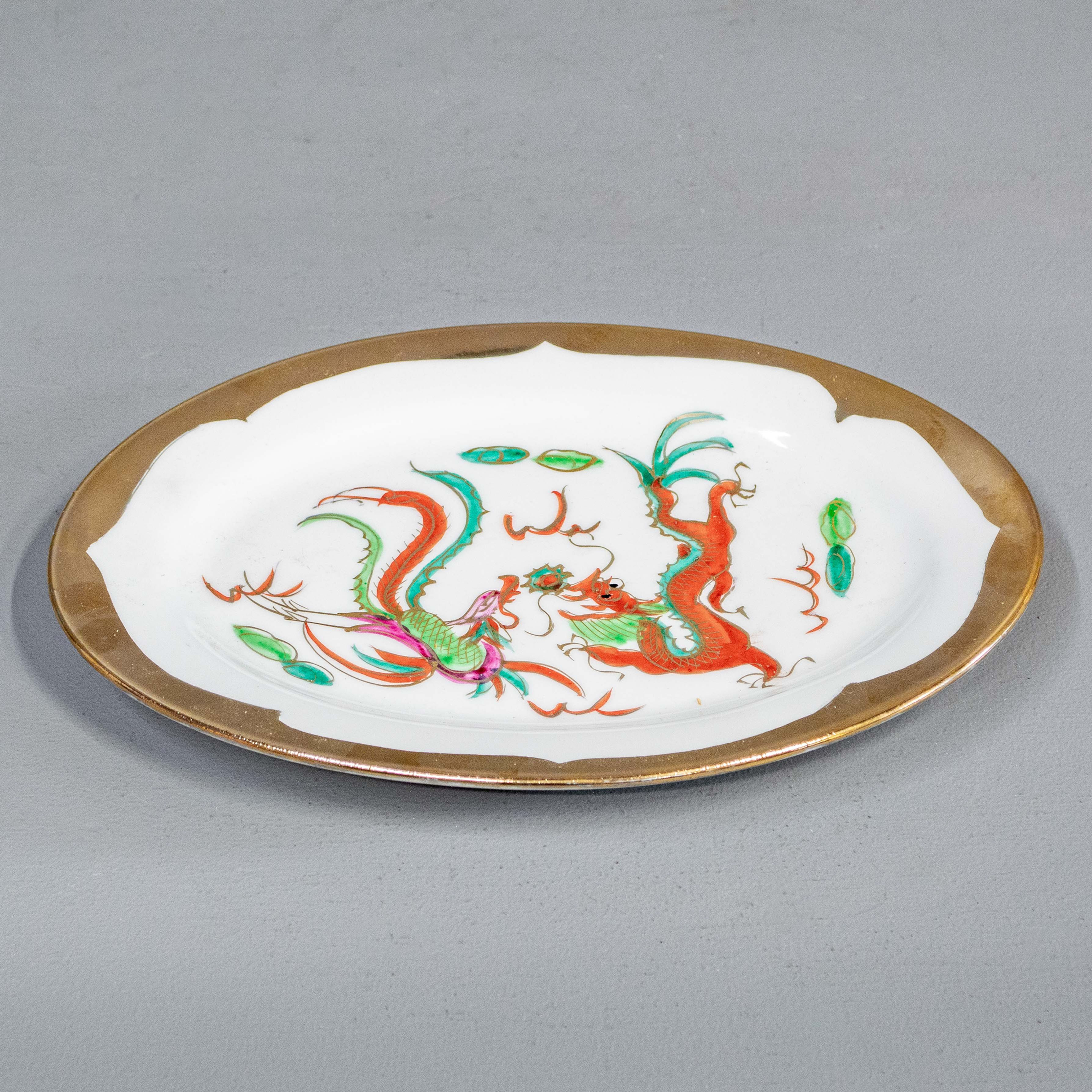 Vintage Chinese Porcelain Dragon & Phoenix Platter