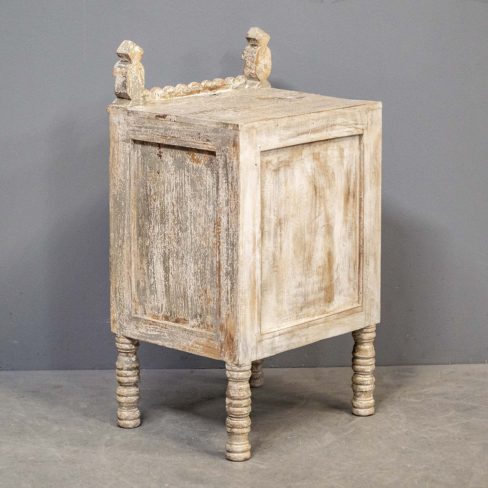 Thumbnail: Distressed Painted Rajasthani Nightstand Cabinet