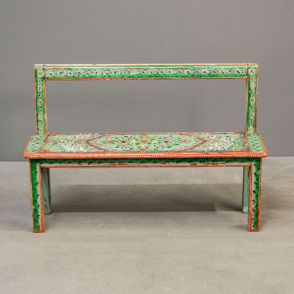 Thumbnail: Small Hand Painted Indian Folk Art Bench