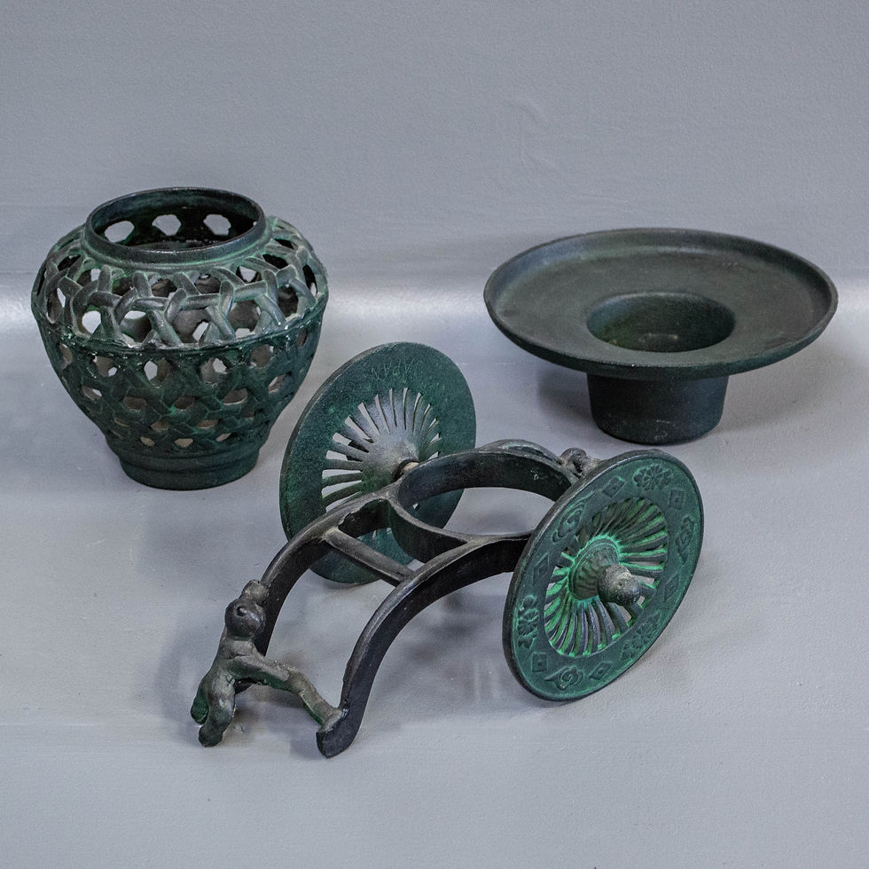 Thumbnail: Vintage Japanese Cast Iron Usubata Vase