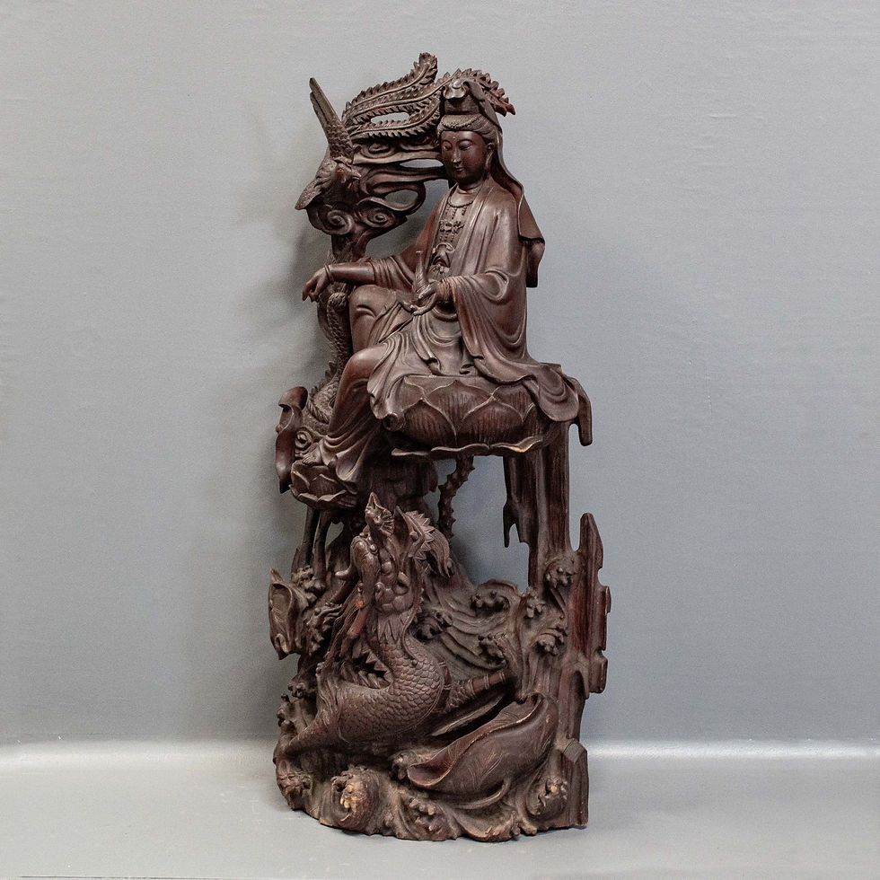 Thumbnail: Vintage Large Wooden Quan Yin Carving