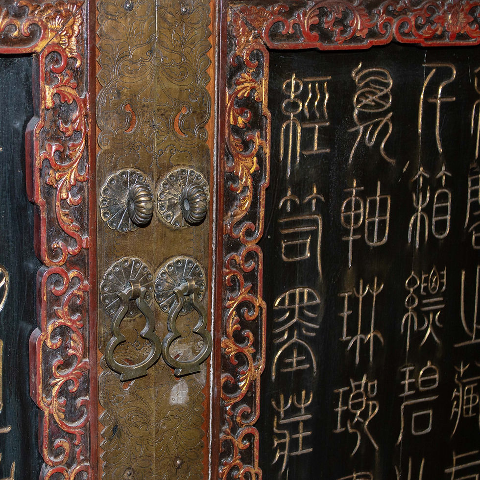 Thumbnail: Vintage Carved & Gilded 2 Door Calligraphy Cabinet